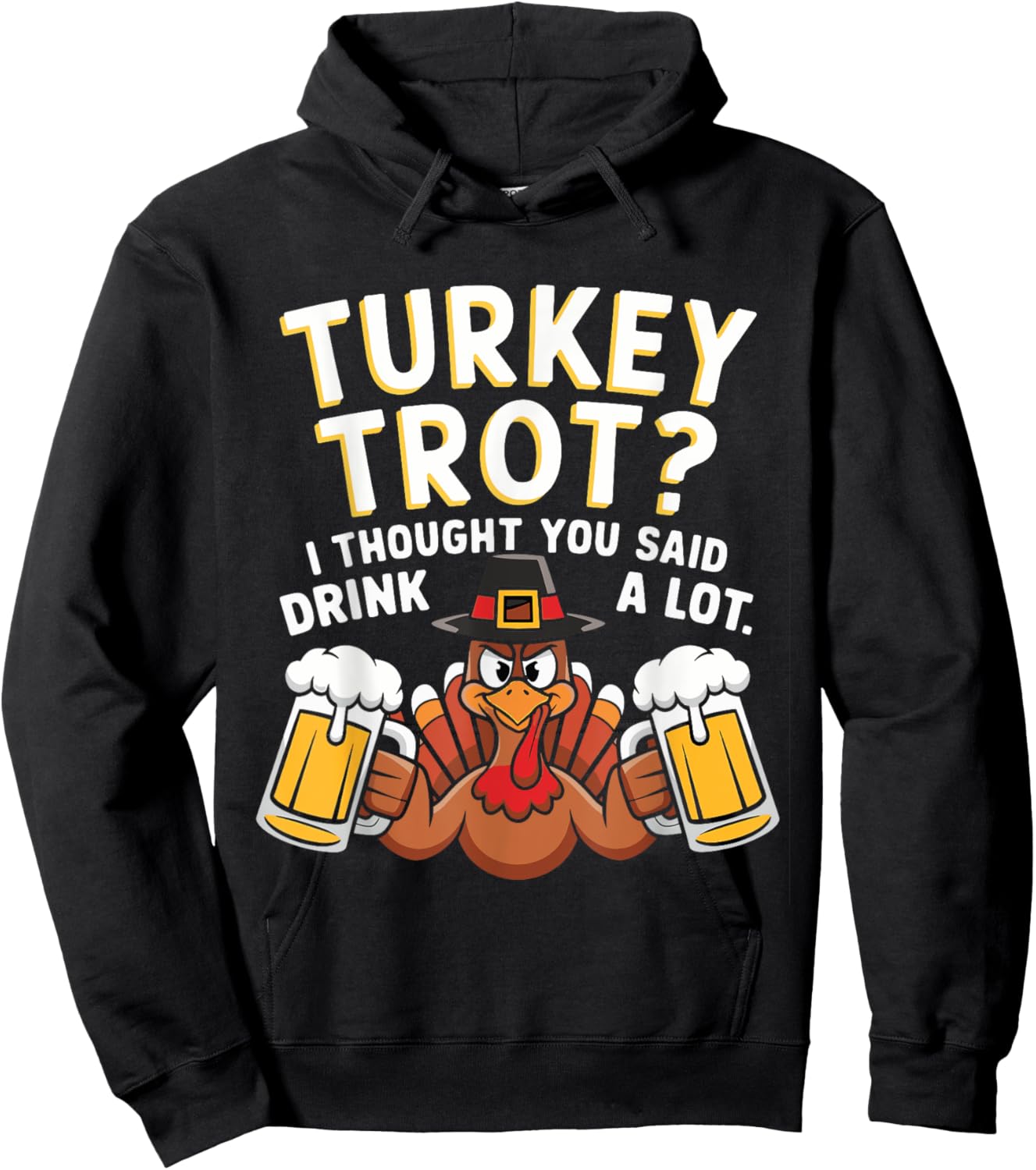 Turkey Trot Squad Running Drinking Matching Thanksgiving Hoodie - Hoodie | Black