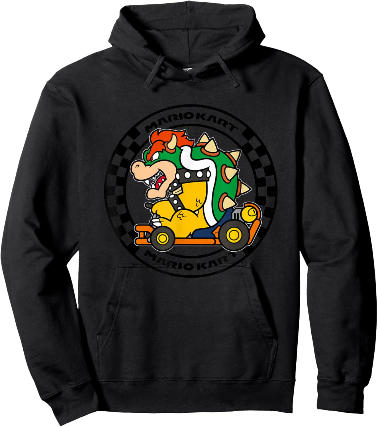 Mario Kart Bower Koopa Vintage Race Circle Hoodie - Hoodie | Black