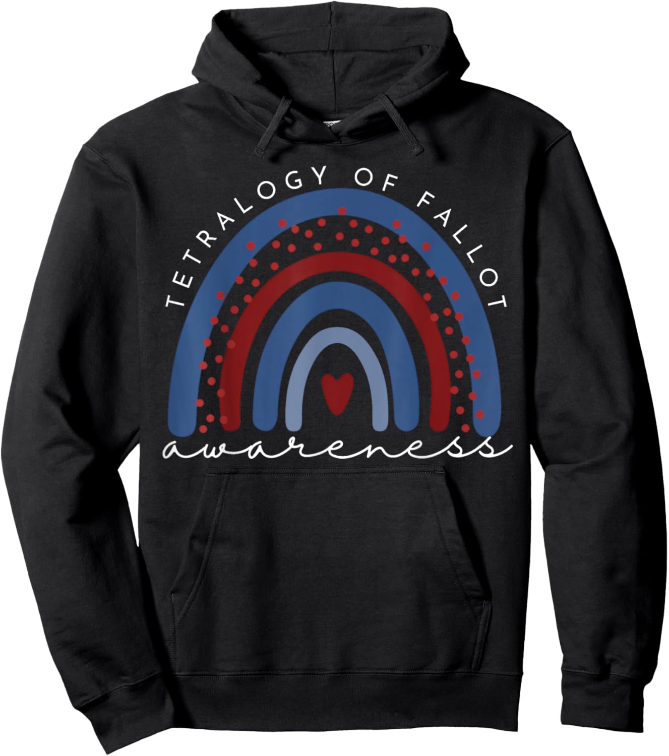 Rainbow Tetralogy of Fallot Awareness Congenital Heart Hoodie - Hoodie | Black