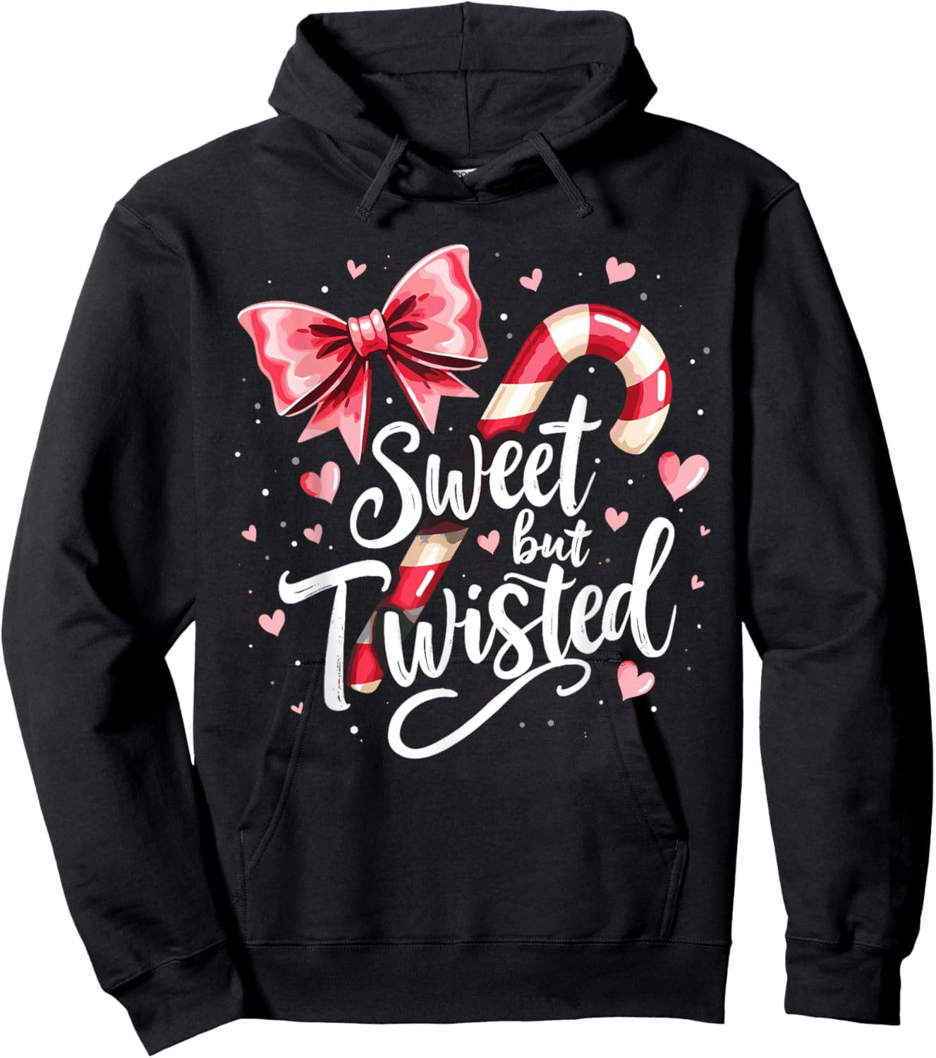Sweet But Twisted Holiday Cheer Candy Cane Style Hoodie - Hoodie | Black