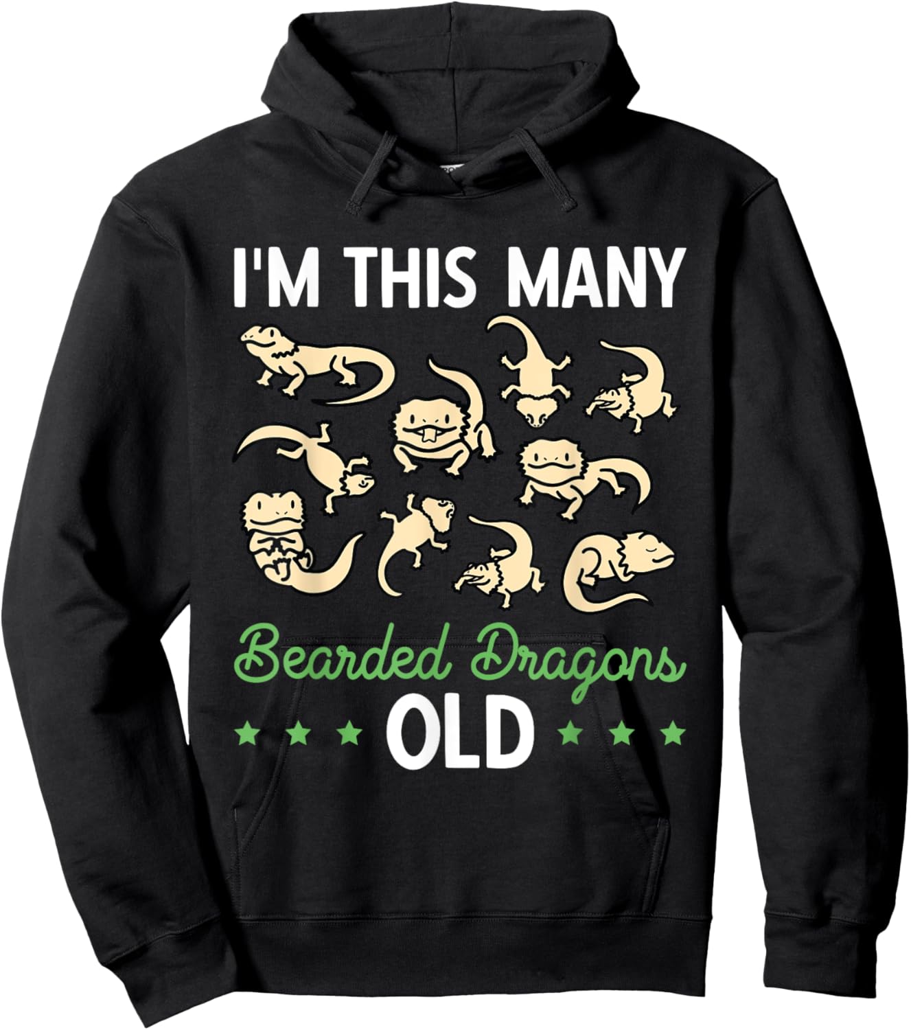I'm This Many Bearded Dragons Old Reptile 10th Birthday Hoodie - Hoodie | Black