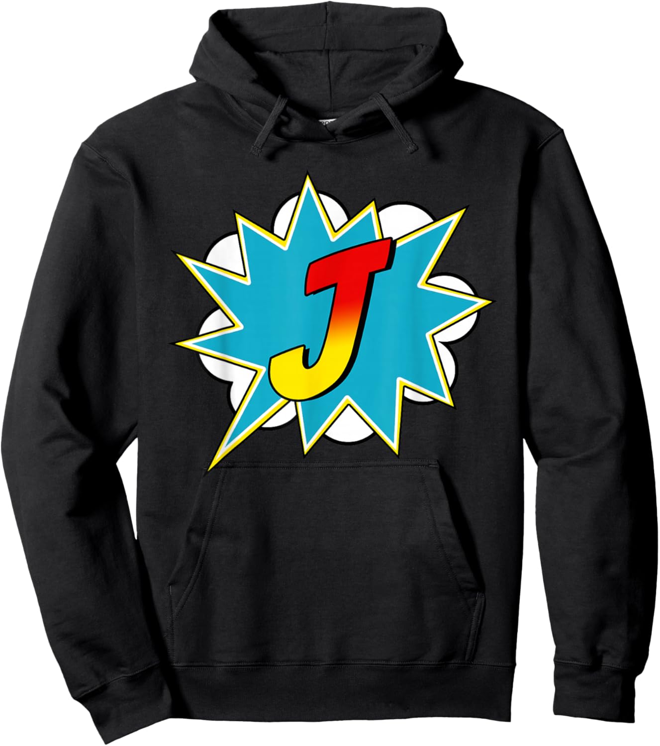 Letter J Superhero Name Comic Letter Retro Costume Hoodie - Hoodie | Black