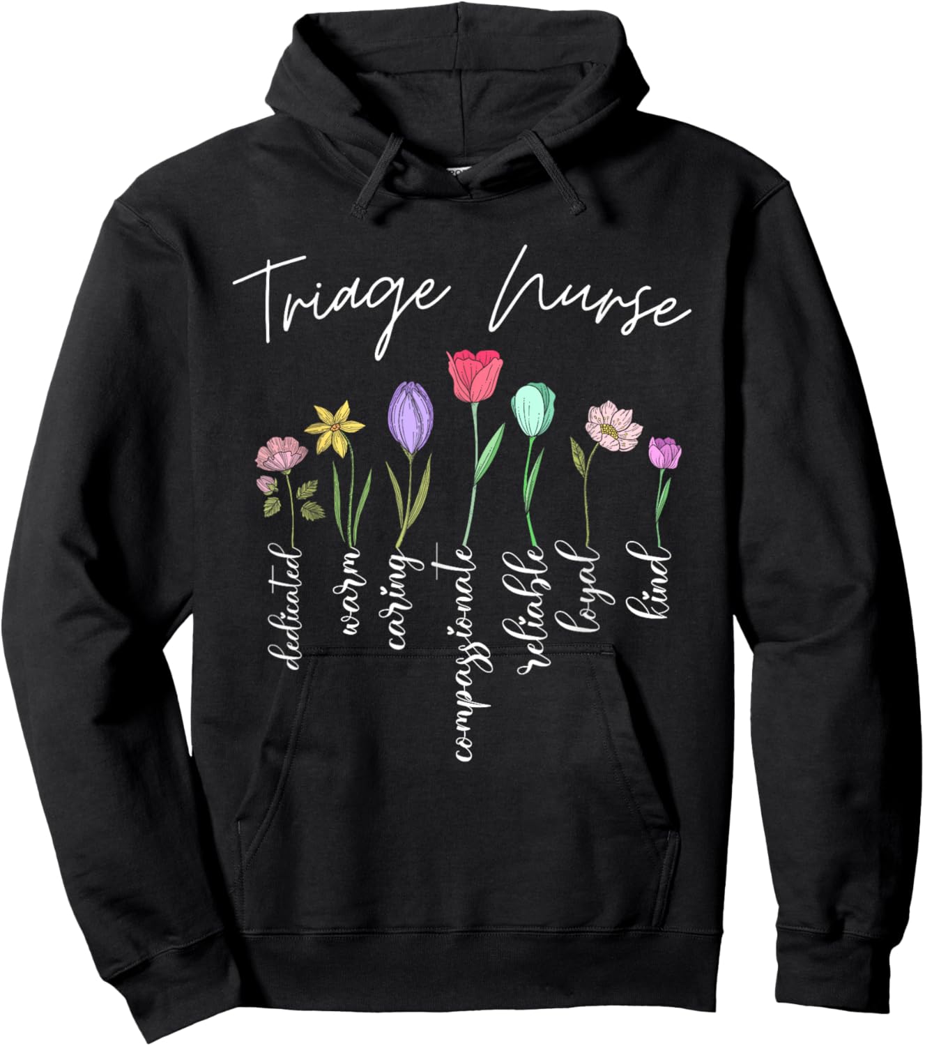 Triage nurse for girls women flowers Triage nurse floral Hoodie - Hoodie | Black