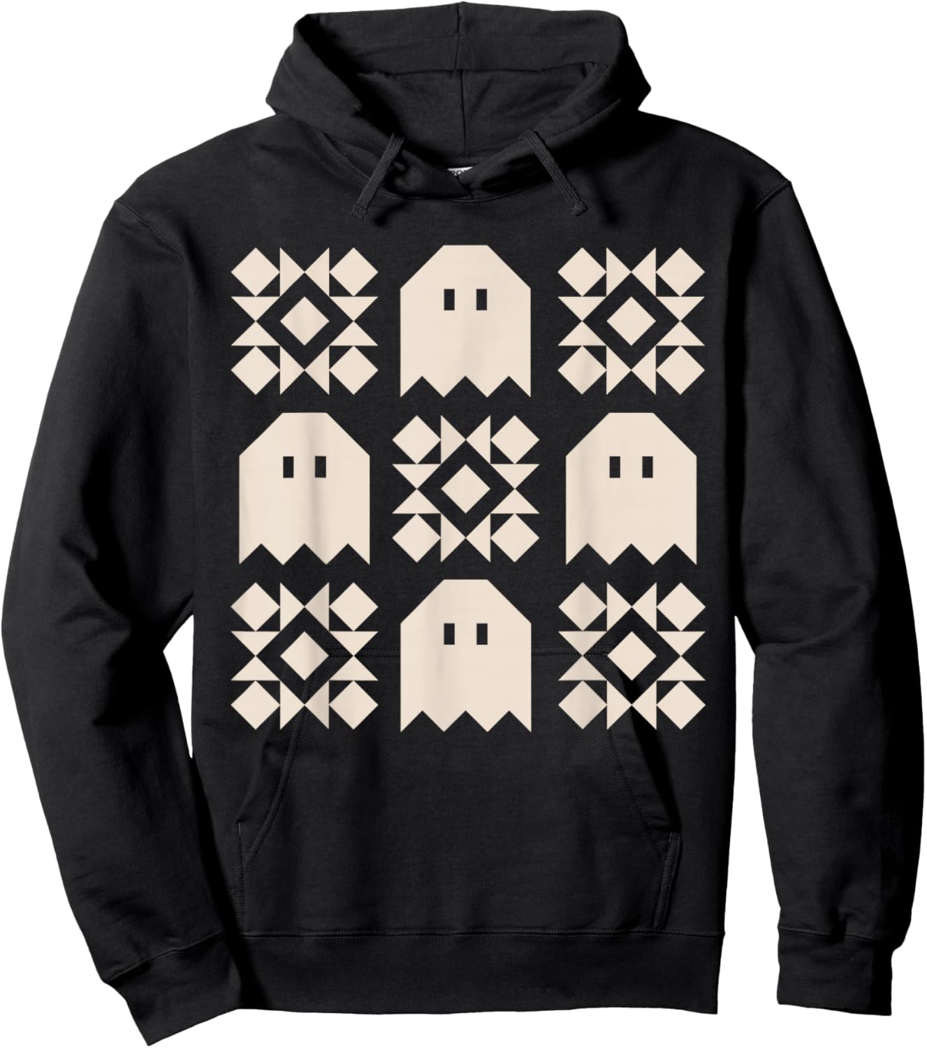Ghost Quilt Block Halloween Quilting Ghost Block Quilter_ Hoodie - Hoodie | Black