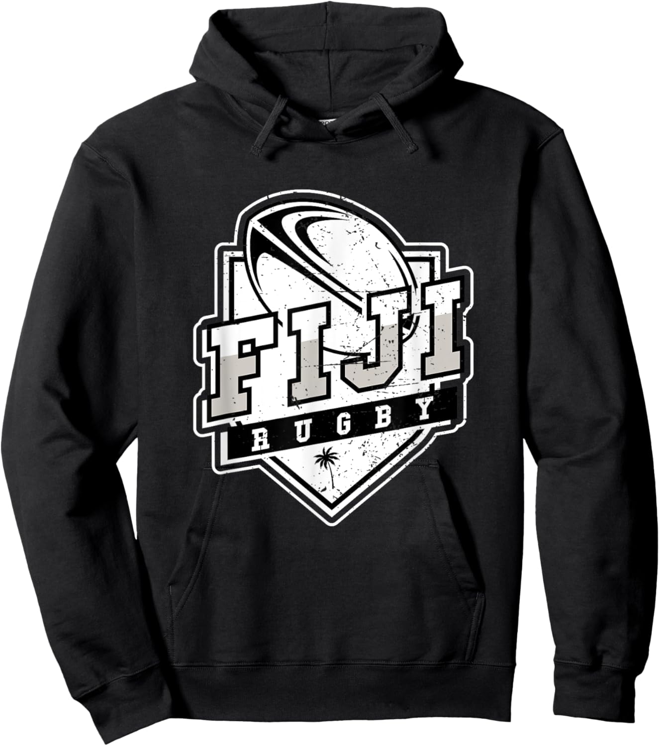 Fiji Pride Fiji Palm Tree Fijians Rugby Fan Vintage Hoodie - Hoodie | Black