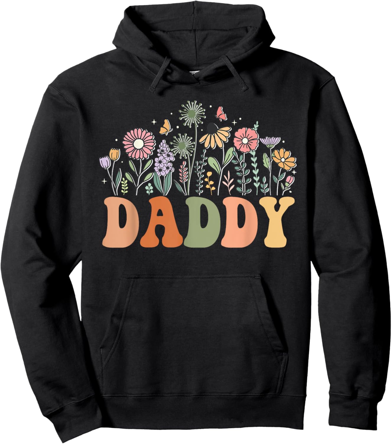 Daddy Wildflower Floral Birthday Baby Shower New Daddy Hoodie - Hoodie | Black