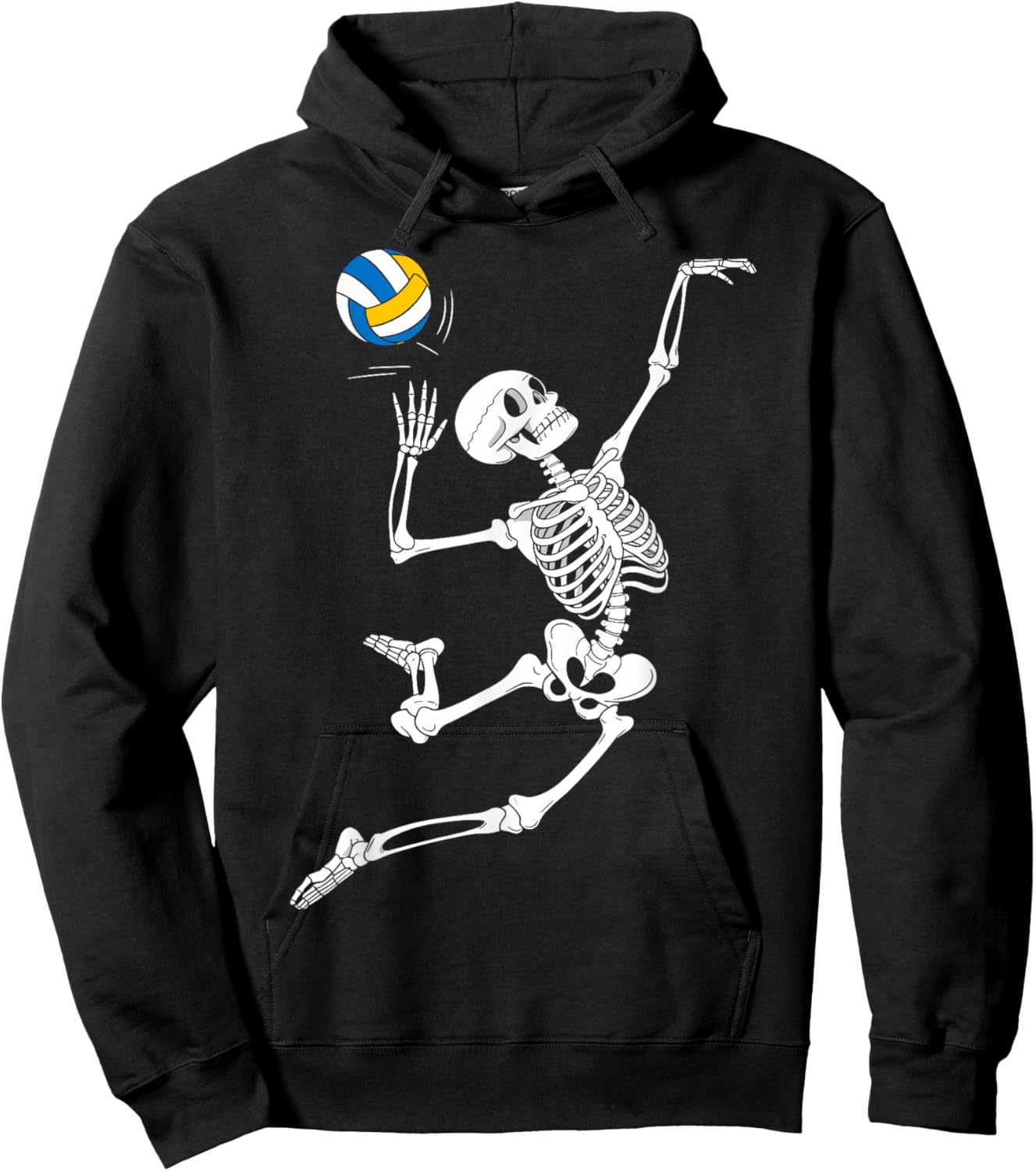 Funny Skeleton Playing Volleyball Lovers Spooky Halloween Hoodie - Hoodie | Black