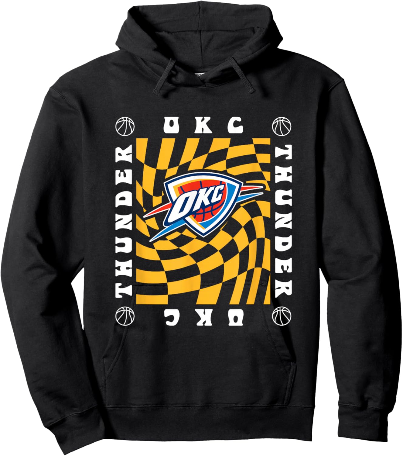 NBA Oklahoma City Thunder Retro Checkerboard Wave Hoodie - Hoodie | Black