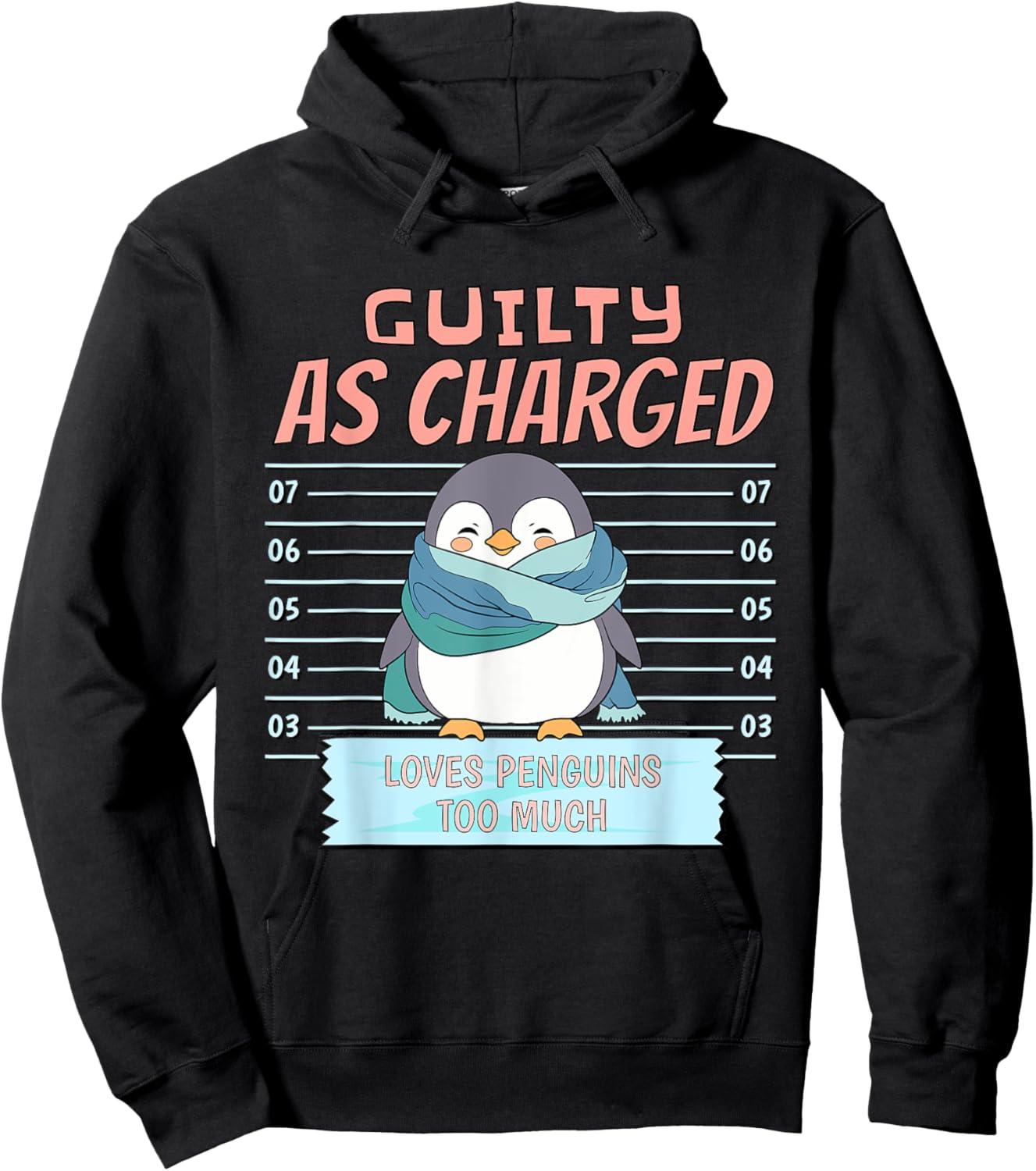 Cute Penguin Wrapped in Cozy Scarf Lover Arctic Enthusiasts Hoodie - Hoodie | Black