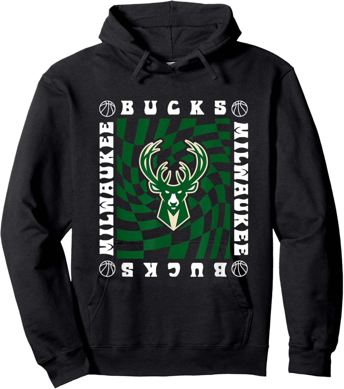 NBA Milwaukee Bucks Retro Checkerboard Wave Hoodie - Hoodie | Black
