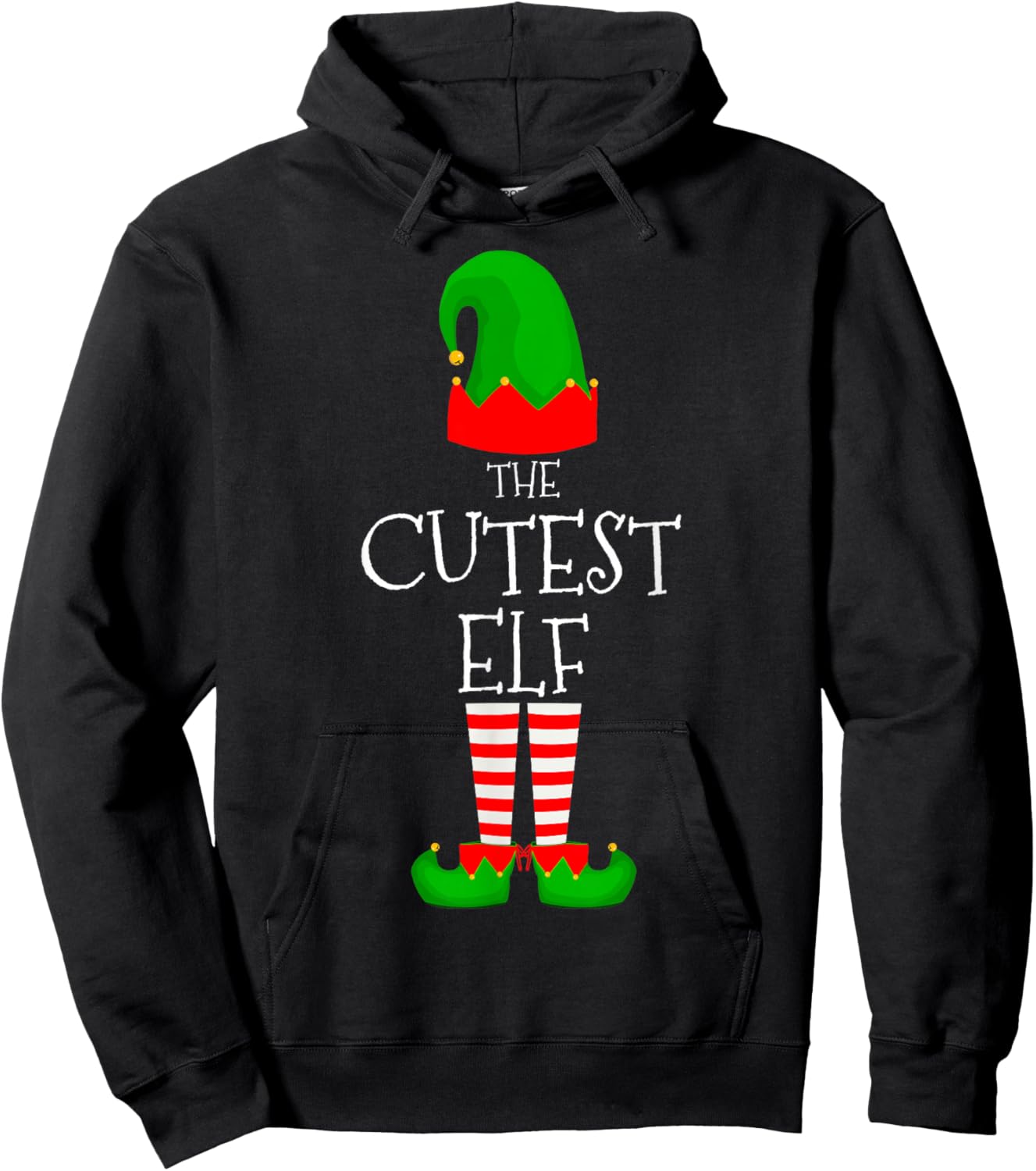 Cutest Elf Family Matching Group Funny Christmas Cute Girls Hoodie - Hoodie | Black