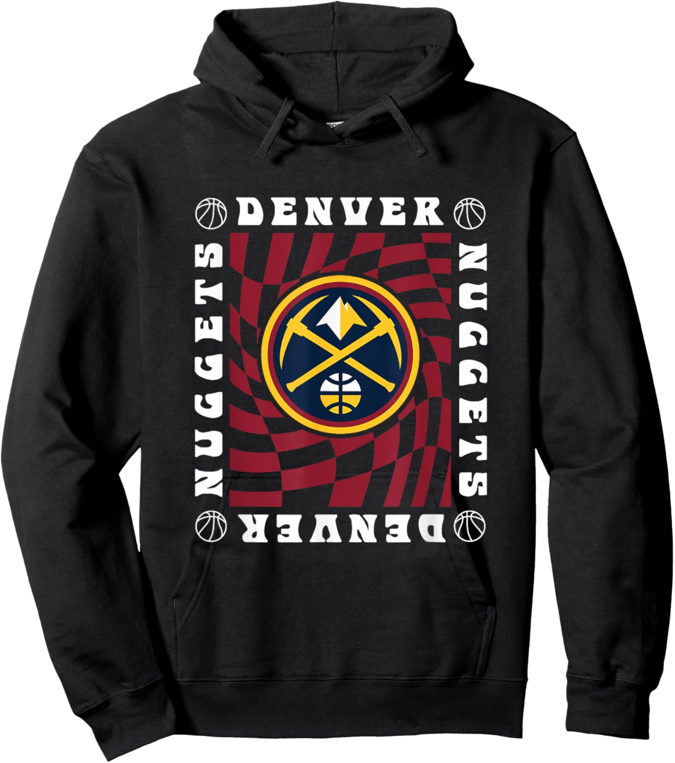NBA Denver Nuggets Retro Checkerboard Wave Hoodie - Hoodie | Black