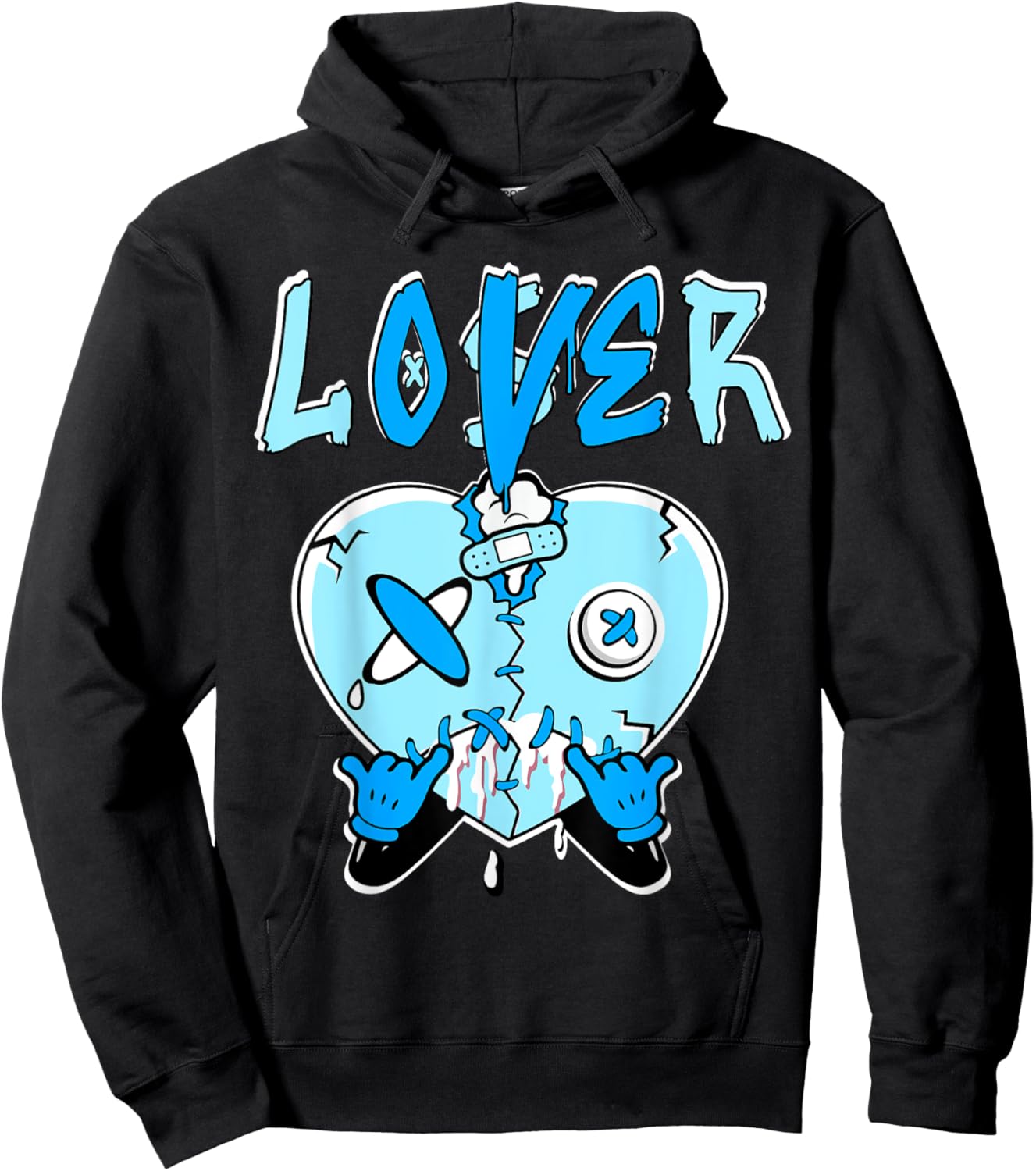 Loser Lover Light Blue Drip Heart Matching Outfit Men Women Hoodie - Hoodie | Black
