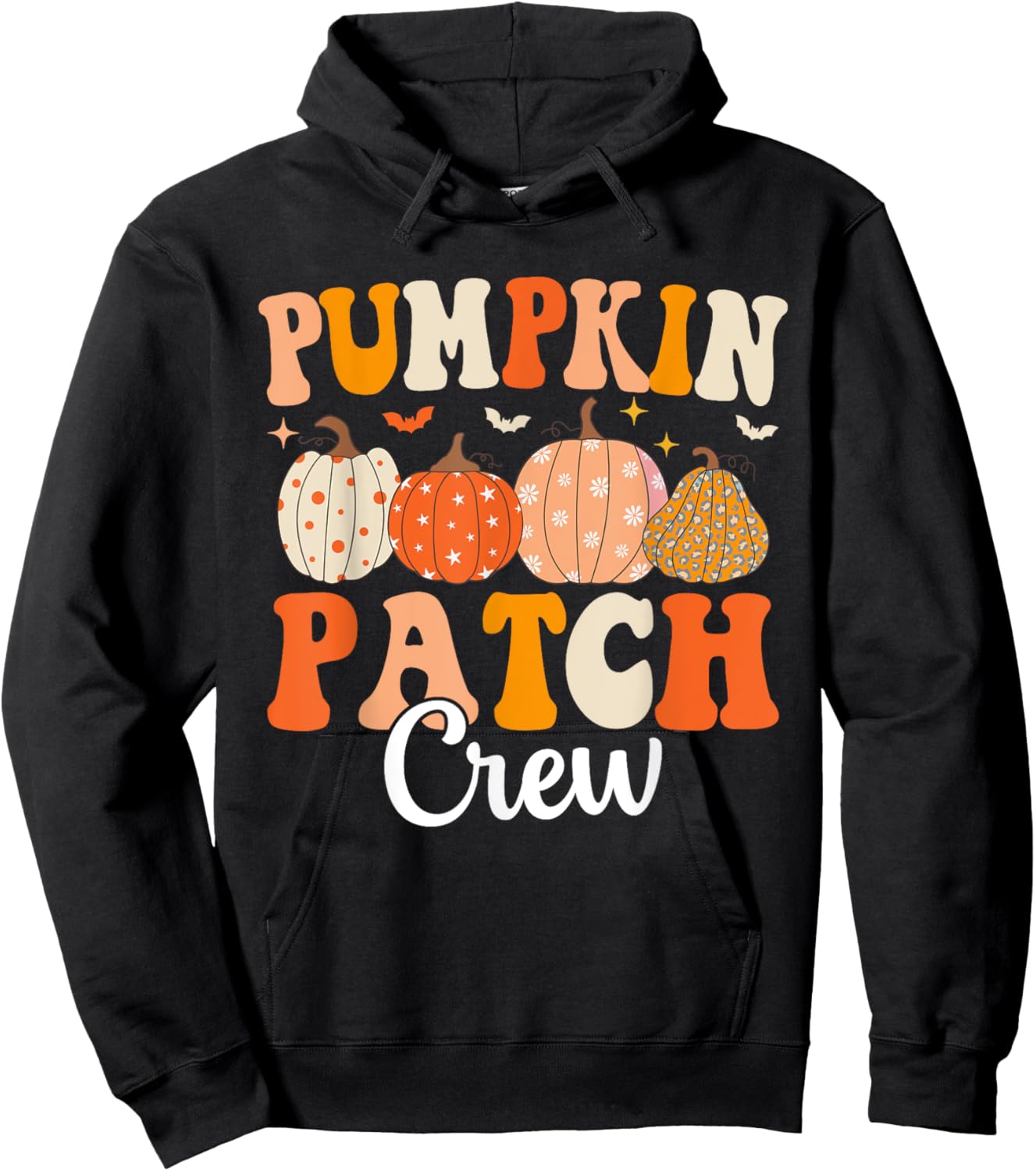 Pumpkin Patch Crew Matching Family Groovy Fall Halloween Hoodie - Hoodie | Black