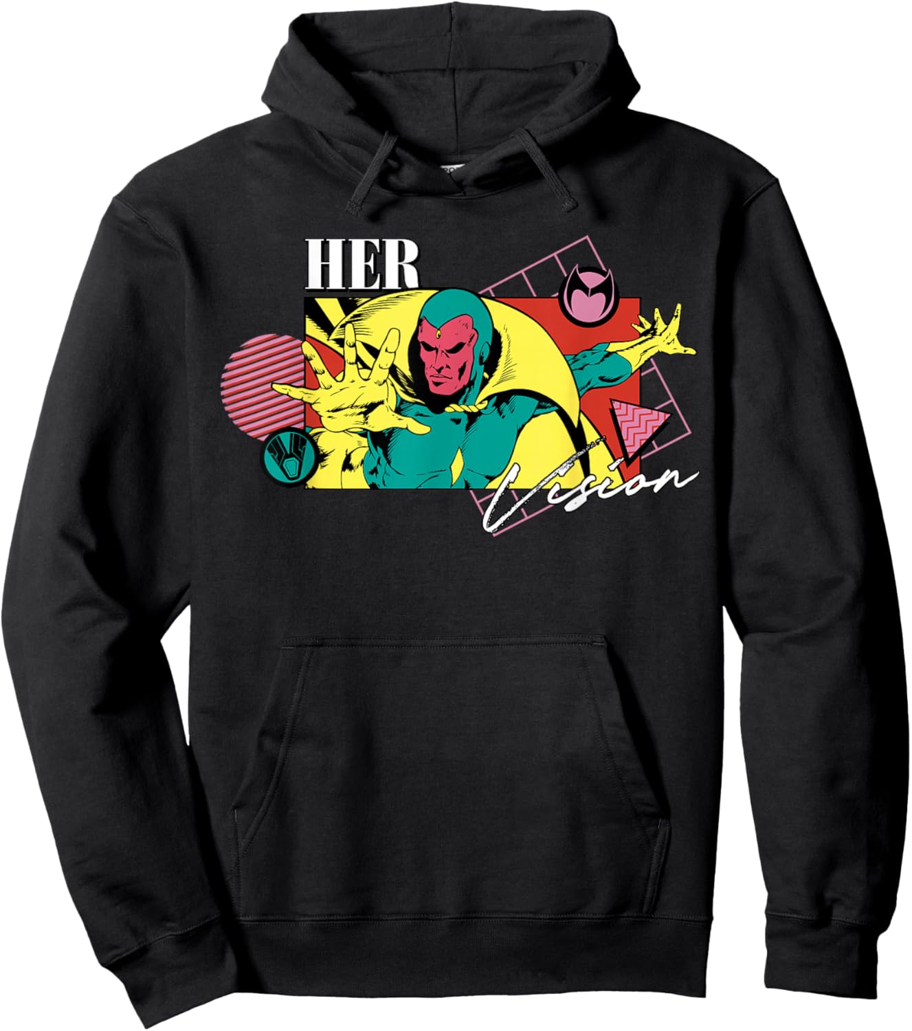 Marvel Valentine's Day '90s Couples Matching Her Vision Hoodie - Hoodie | Black