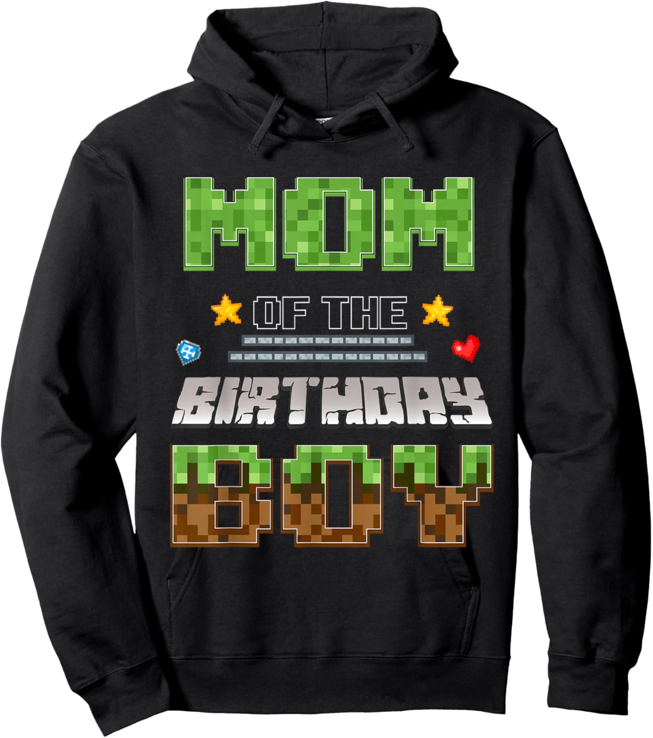 Mom of The Birthday Boy Video Gamer Pixel Birthday Party Hoodie - Hoodie | Black