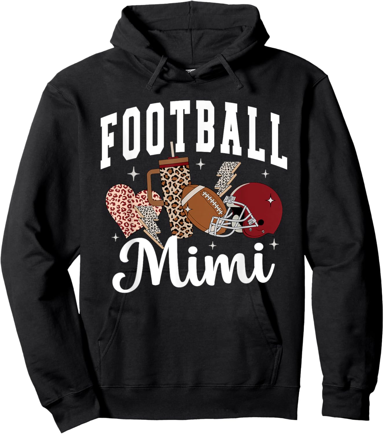 Football Mimi Leopard Football Mimi Matching Family Football Hoodie - Hoodie | Black