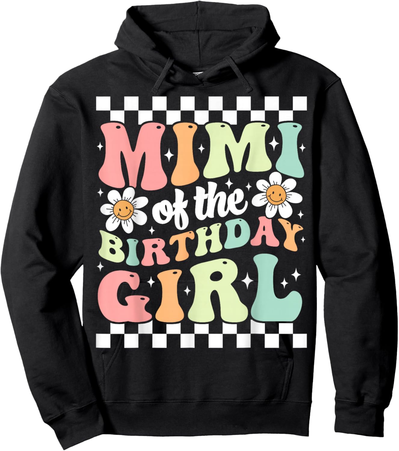 Mimi of The Birthday Girl Cute Family Groovy Birthday Party Hoodie - Hoodie | Black