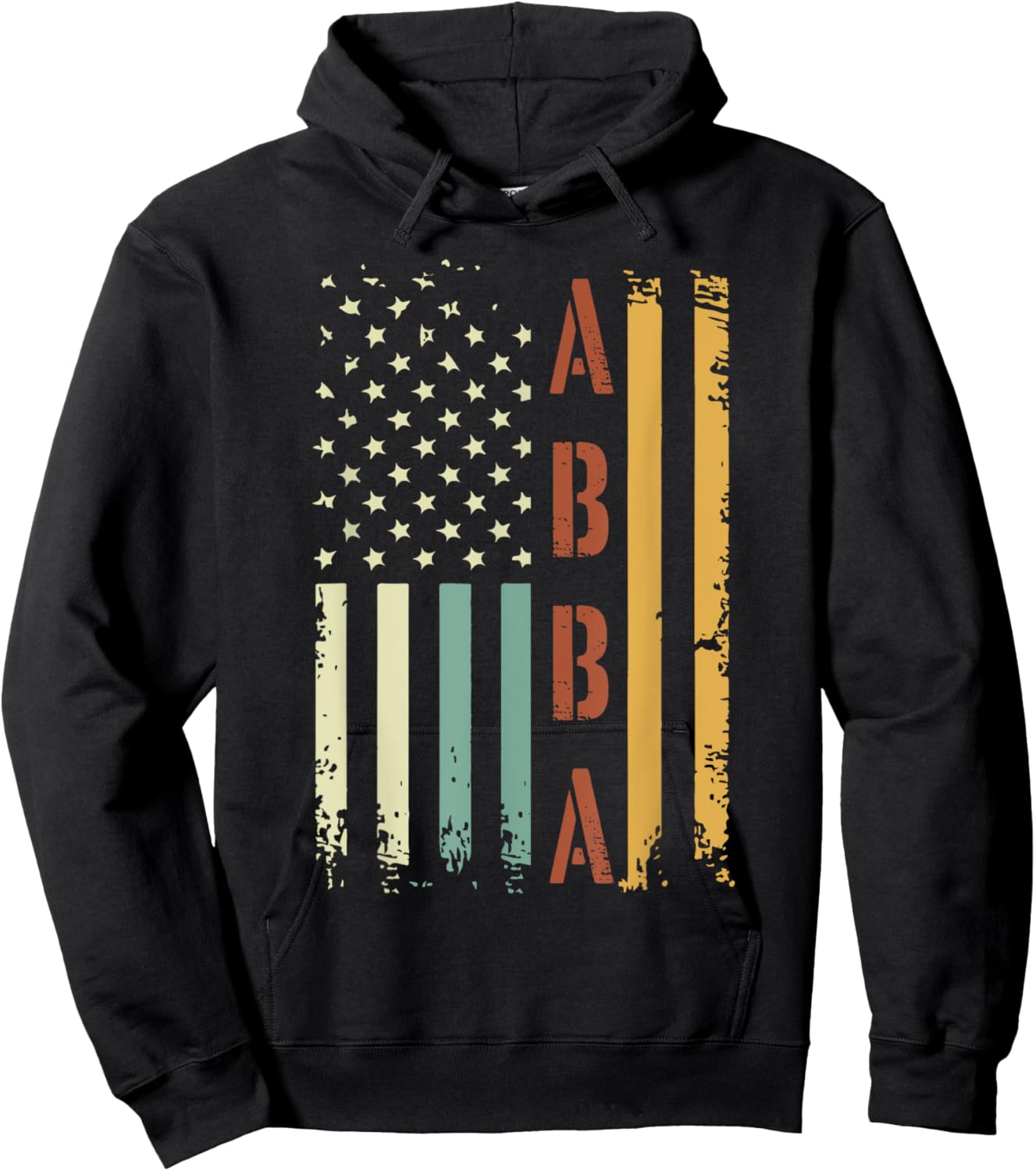 Abba Vintage American Flag Father's Day 4th of July Hoodie - Hoodie | Black