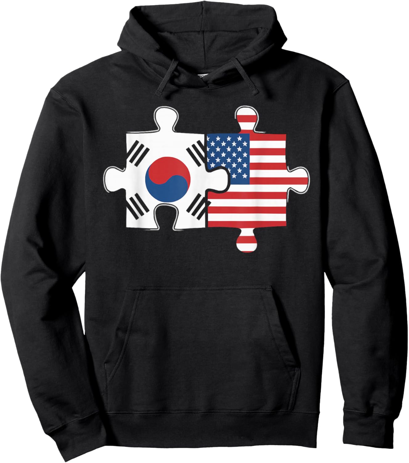 Half American Half Korean USA Flag South Korea America Hoodie - Hoodie | Black