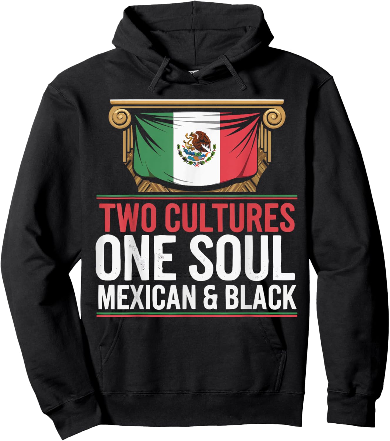 Half Mexican Half African American USA Flag Black America Hoodie - Hoodie | Black