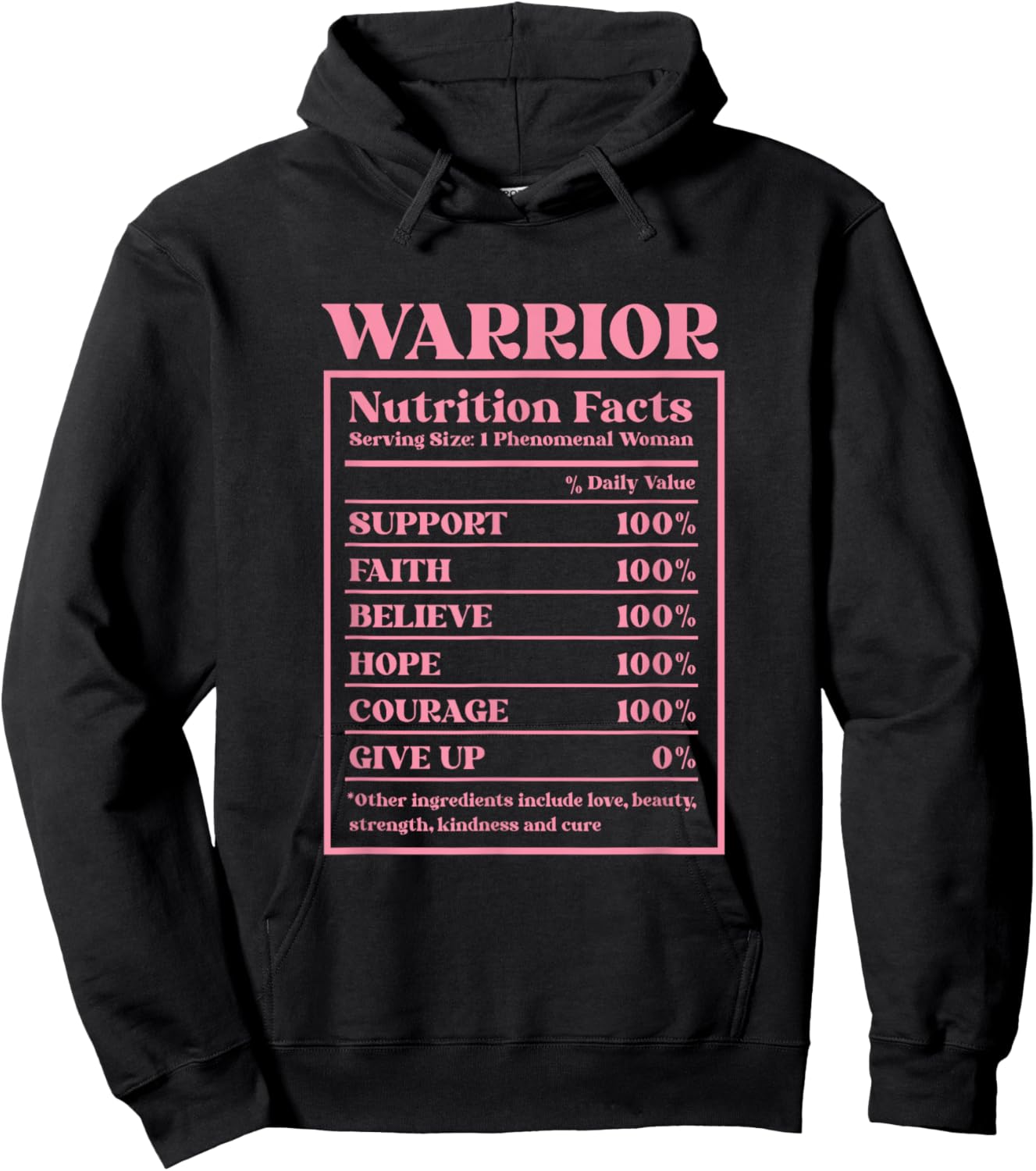Warrior Nutrition Facts Breast Cancer Awareness Hoodie - Hoodie | Black
