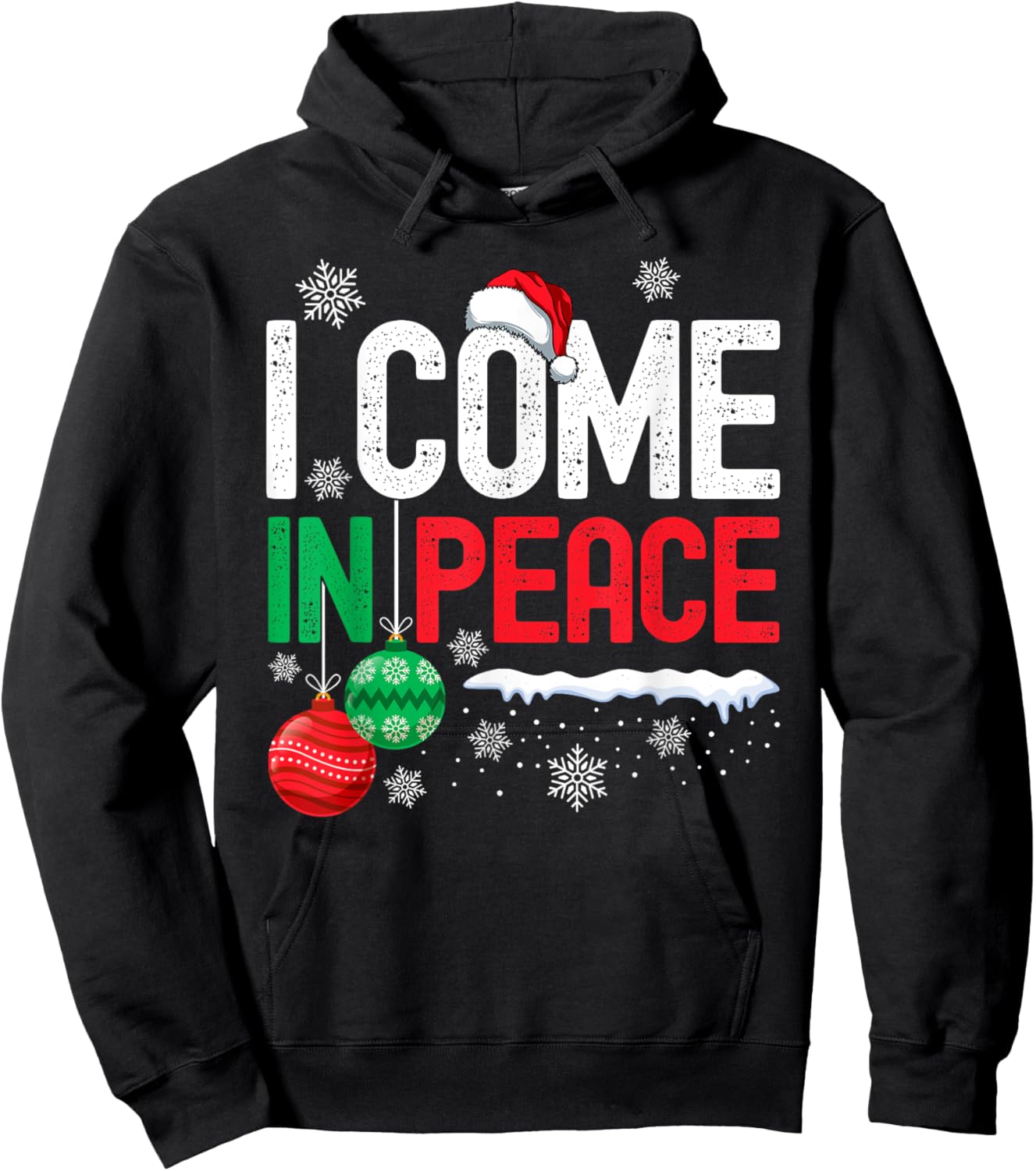 I Come In Peace Funny Christmas Pajamas Couples Matching Hoodie - Hoodie | Black