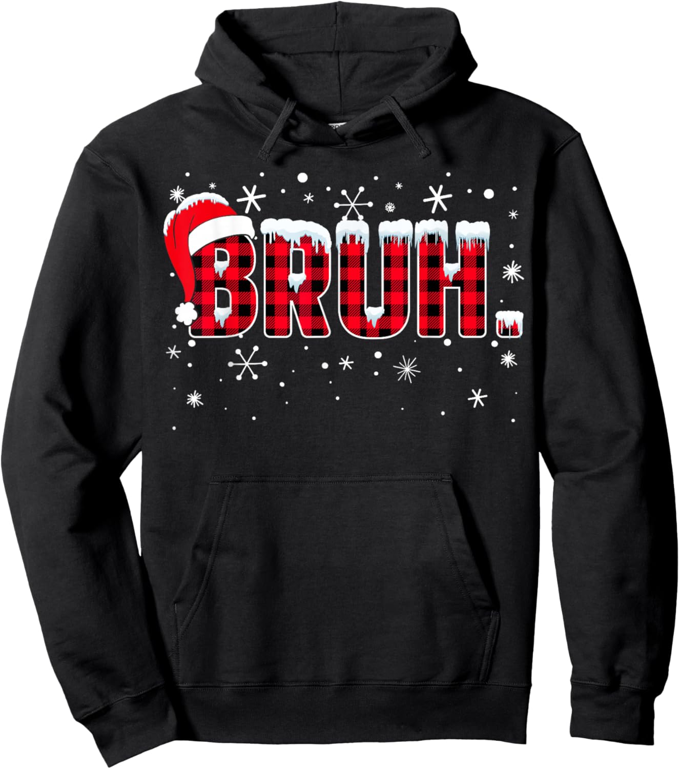 Funny Bruh Christmas Buffalo Plaid Teens Boys Kids Xmas Hoodie - Hoodie | Black