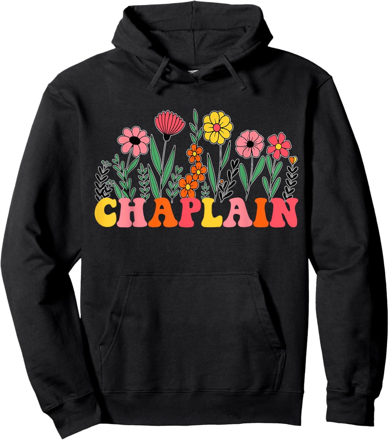 Groovy Floral Chaplain Wildflower Hoodie - Hoodie | Black