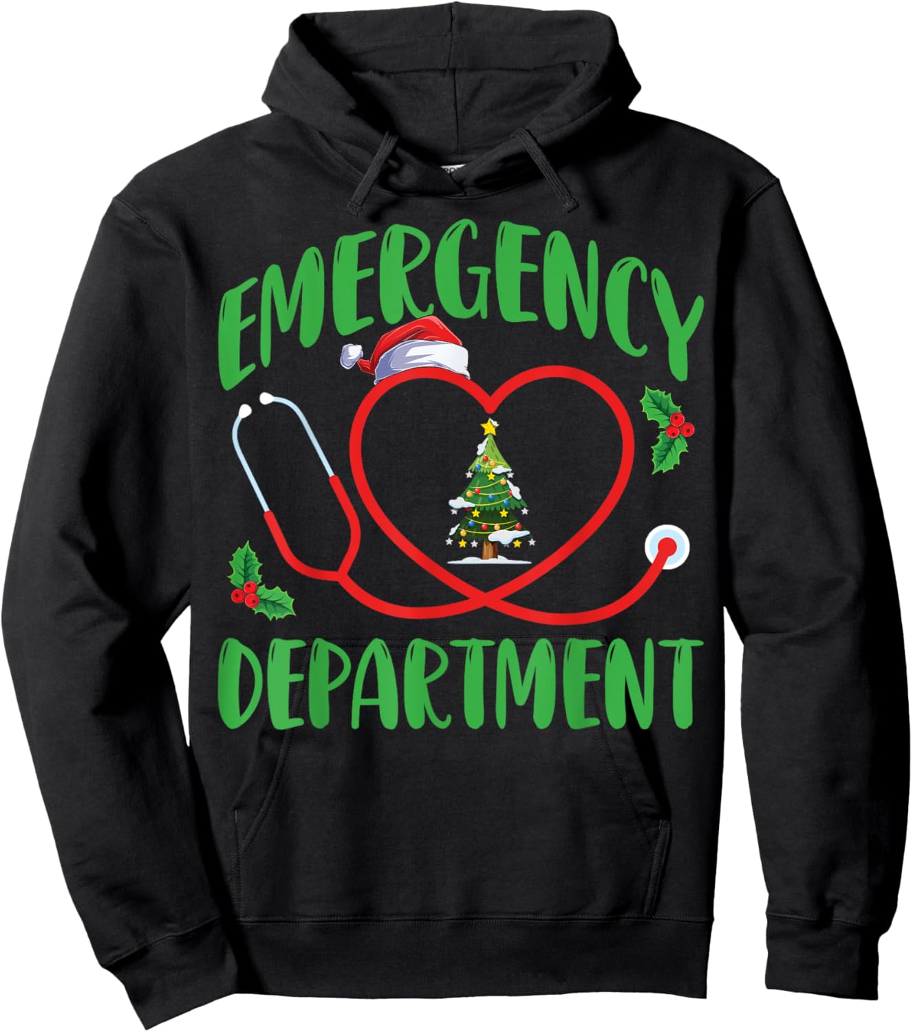 Emergency Department ER Emergency Room Nurse Christmas Hoodie - Hoodie | Black