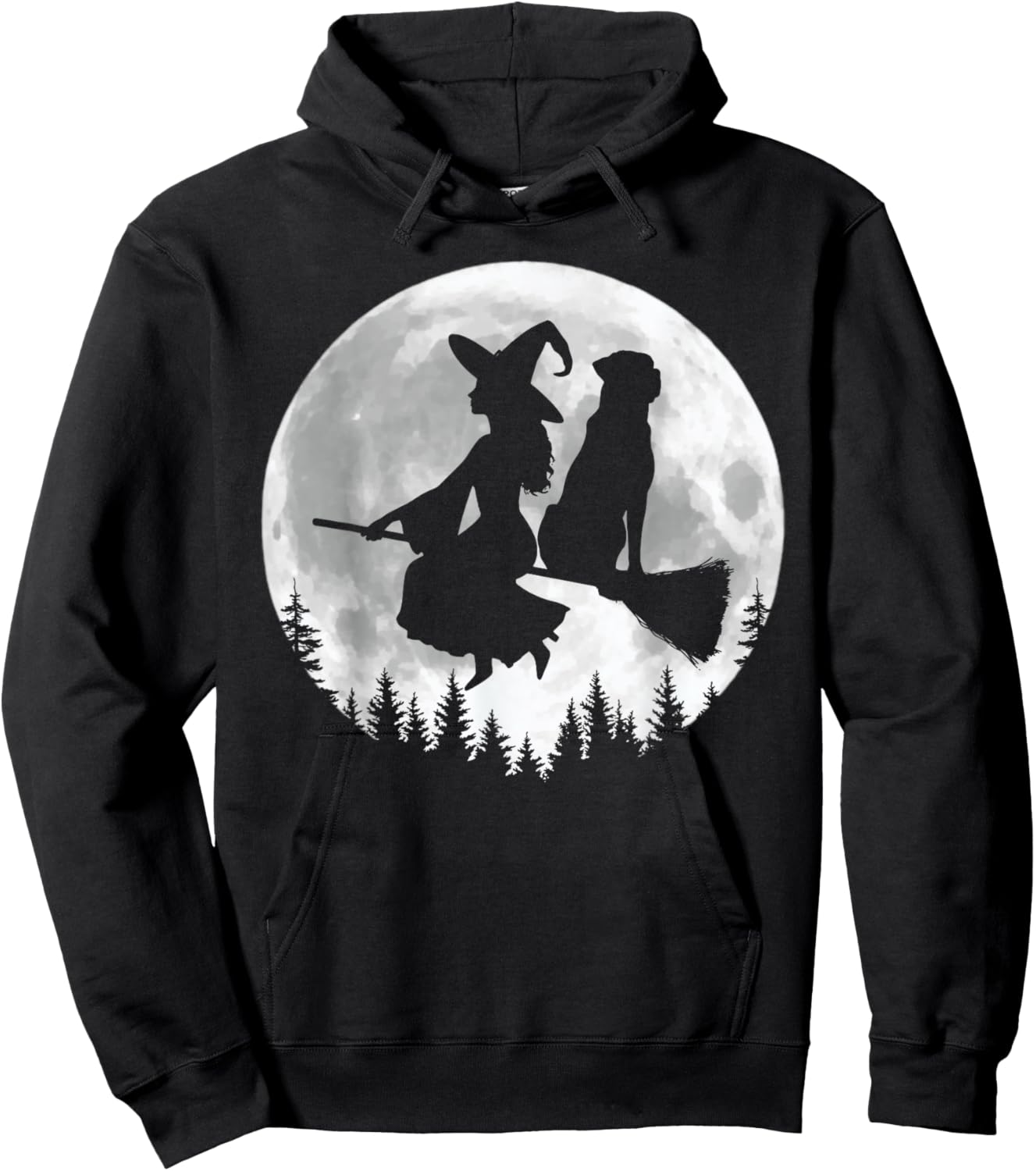 Fun Witch Rottweiler Broomstick Halloween Hoodie - Hoodie | Black