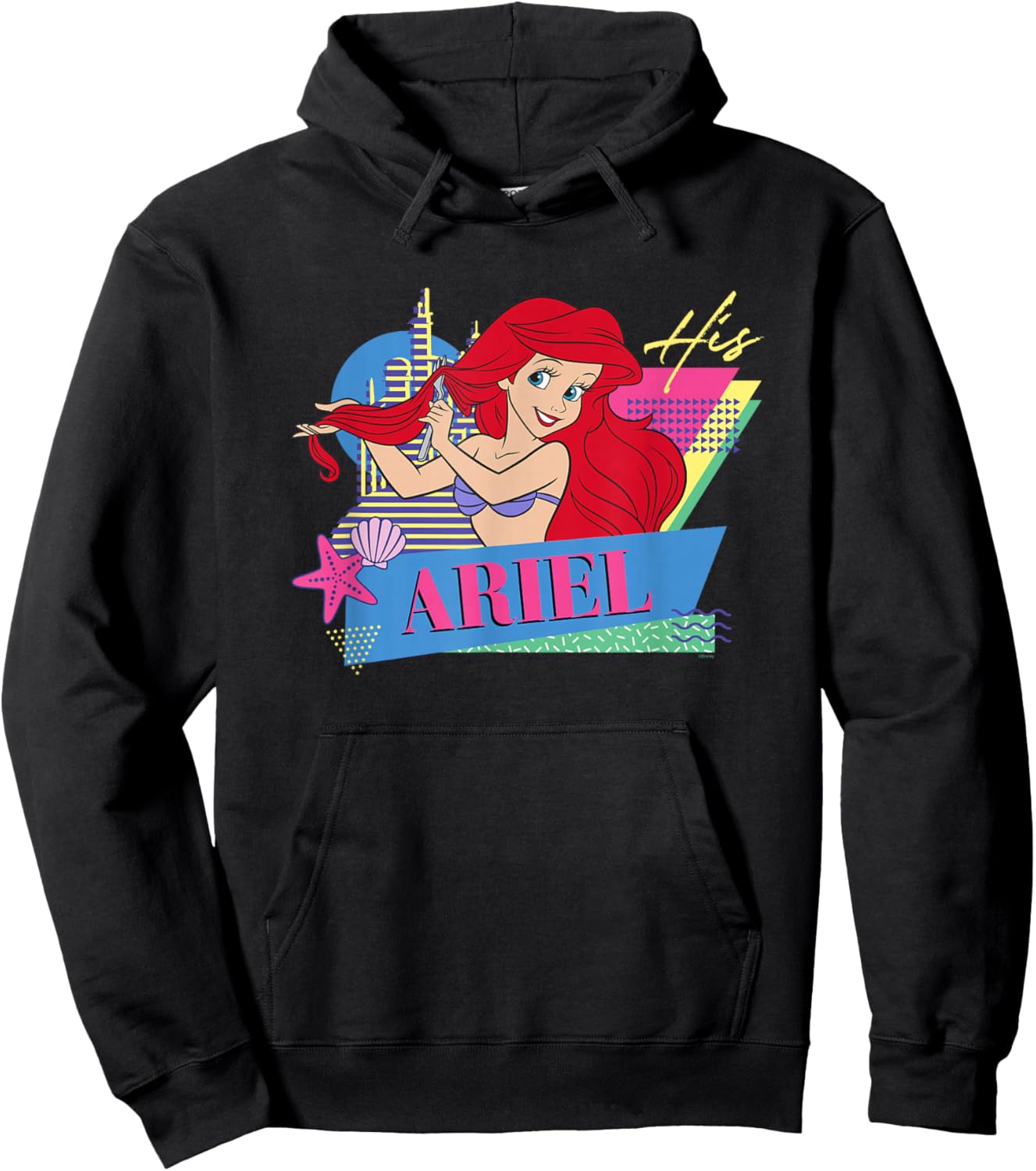 Disney The Little Mermaid Retro Couples Matching His Ariel Hoodie - Hoodie | Black
