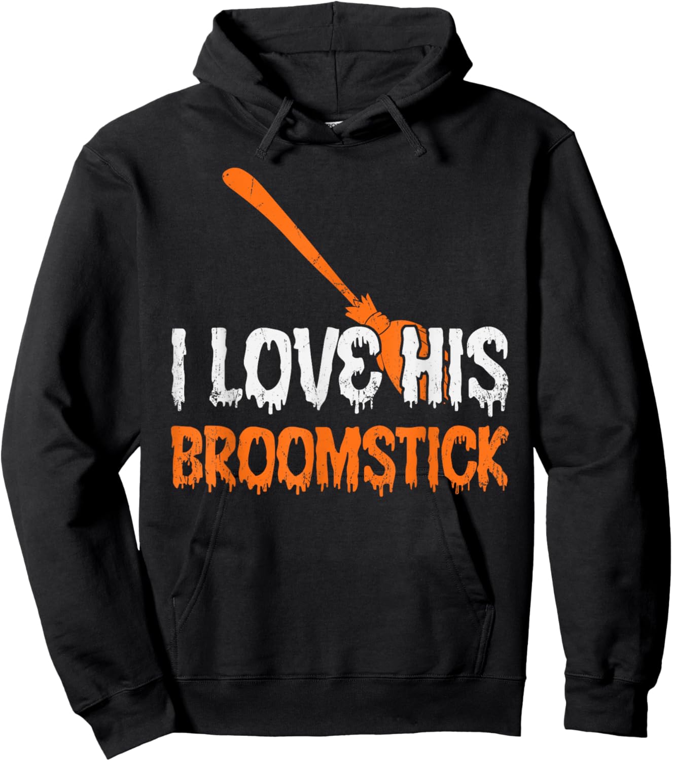 I Love His Broomstick I Love Her Pumpkins Halloween Couples Hoodie - Hoodie | Black
