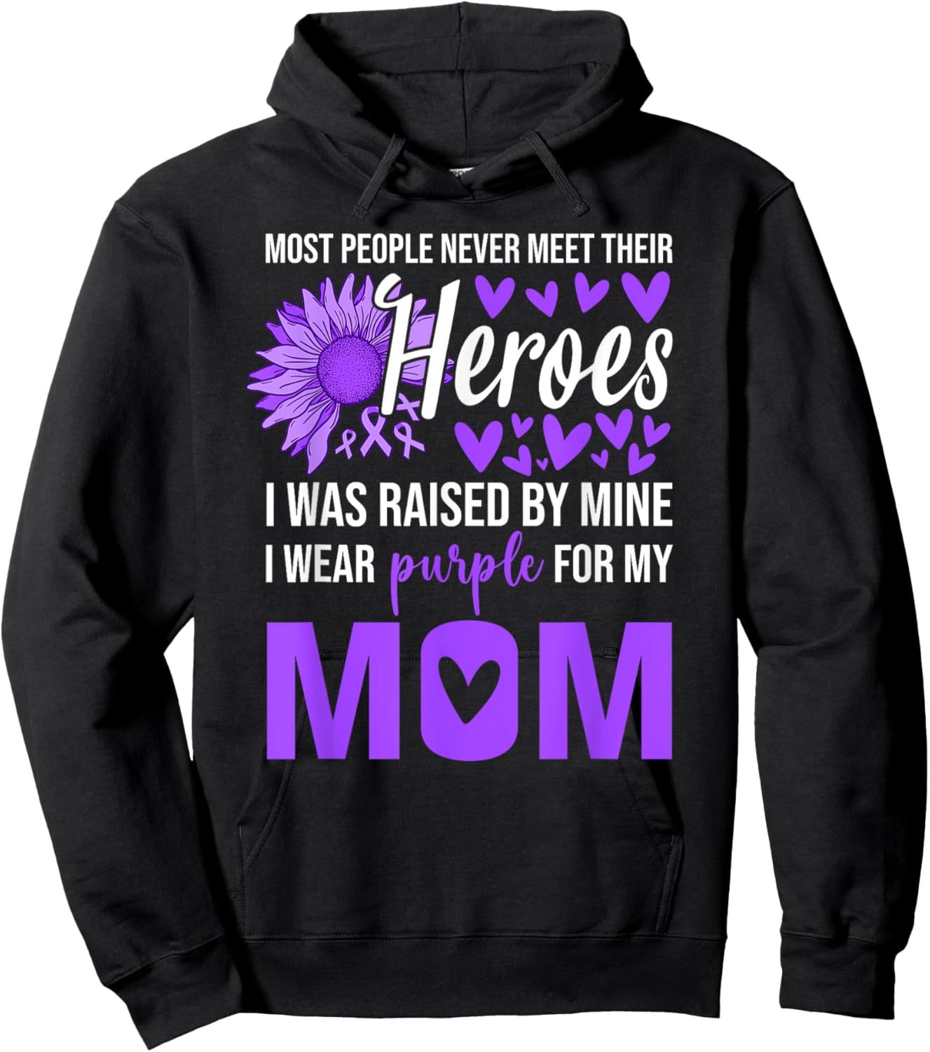 I Wear Purple for Mom Shirt Sunflower Alzheimer‘s Awareness Hoodie - Hoodie | Black