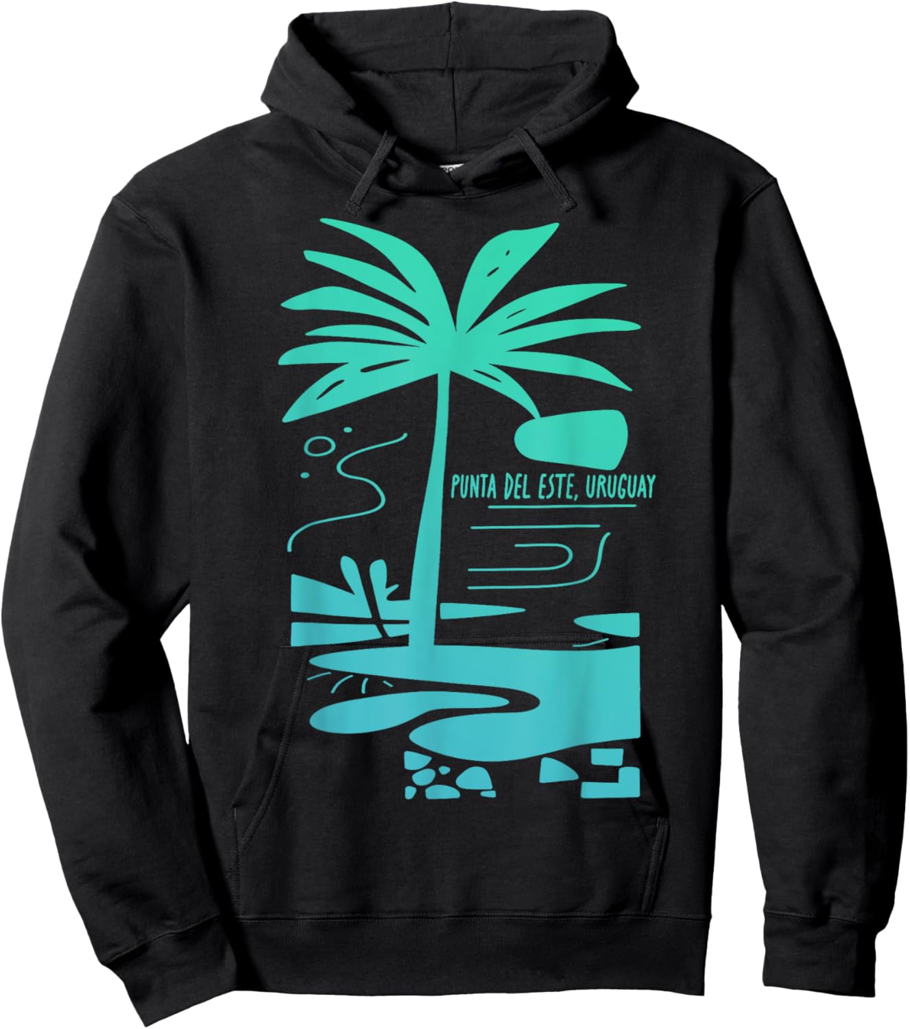 Punta del Este Uruguay Minimalist Beach Scene Hoodie - Hoodie | Black
