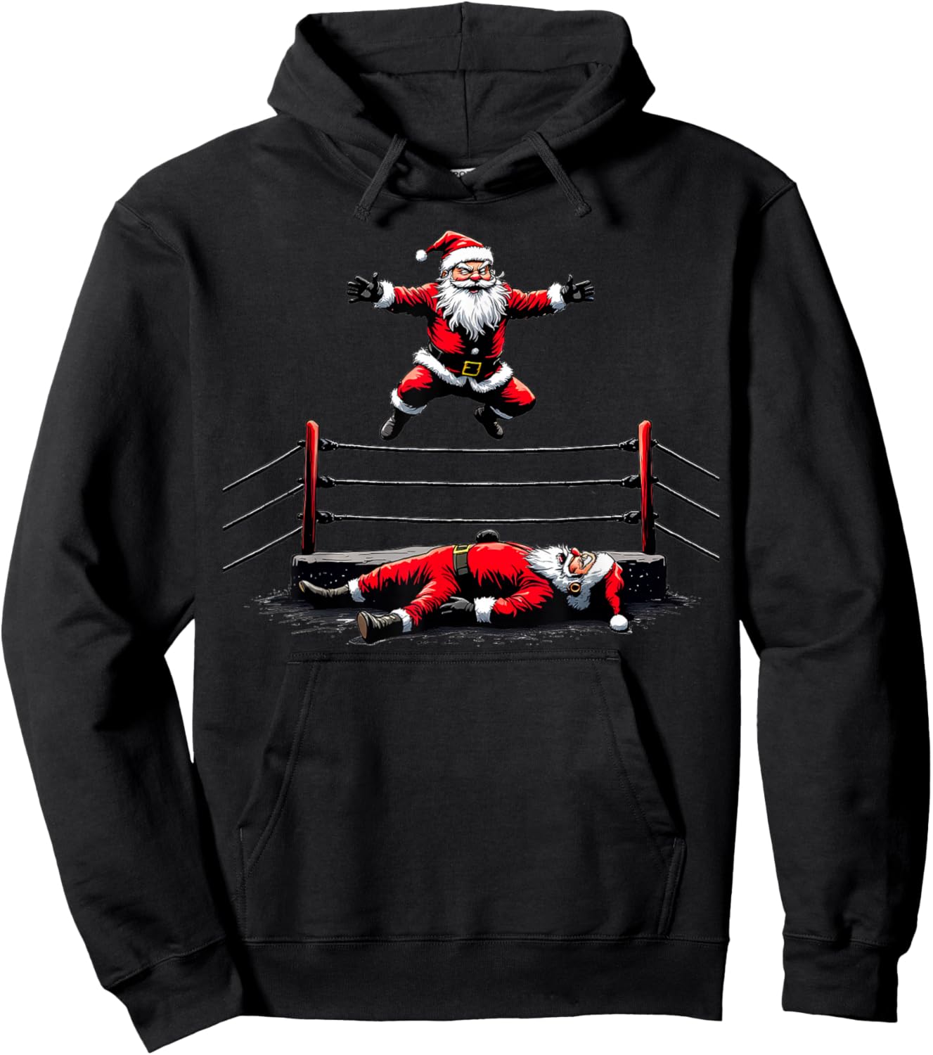 Funny Christmas Santa Claus Graphic Wrestling Wrestler Hoodie - Hoodie | Black