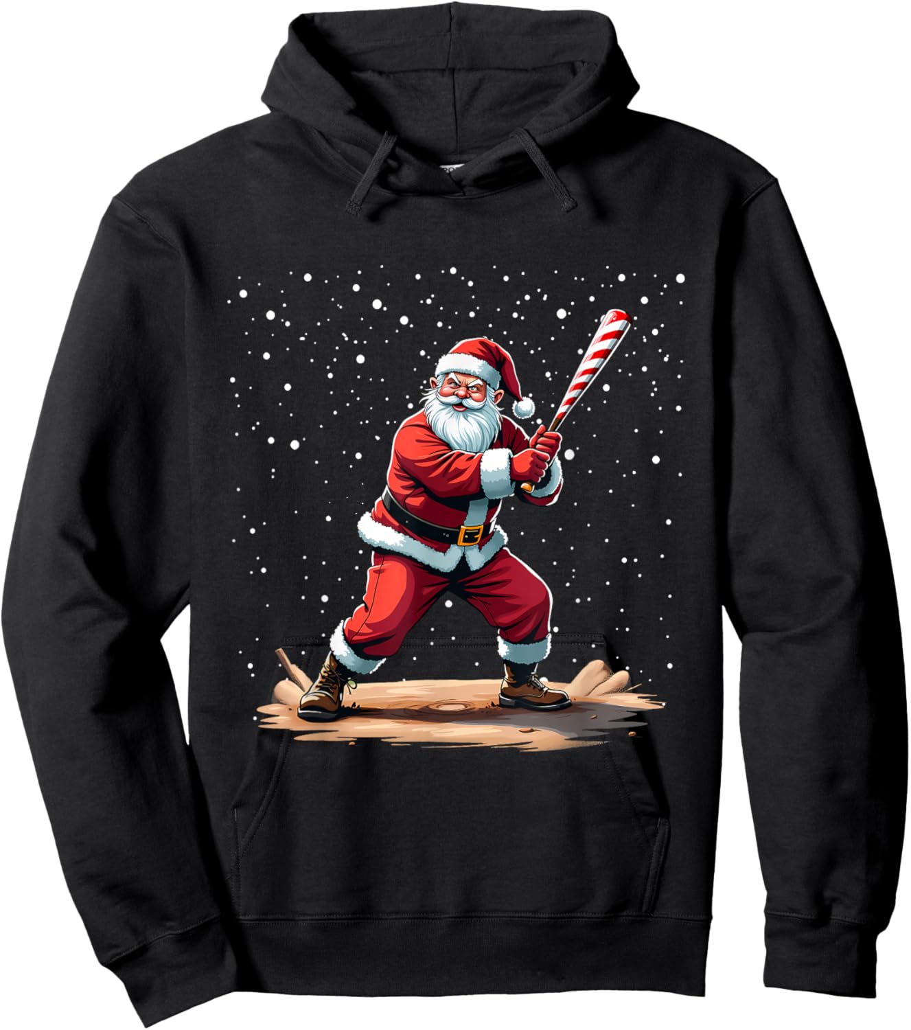 Santa Claus Baseball Player Christmas Winter Holiday Costume Hoodie - Hoodie | Black
