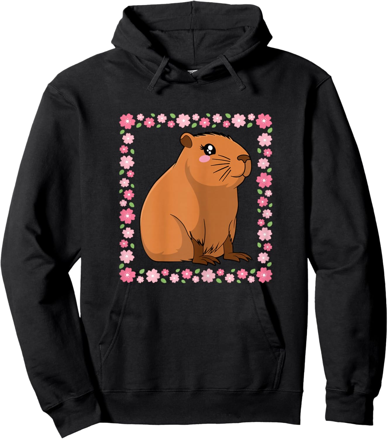 Cute Capybara Flower Capybara Lover Women Girls Hoodie - Hoodie | Black