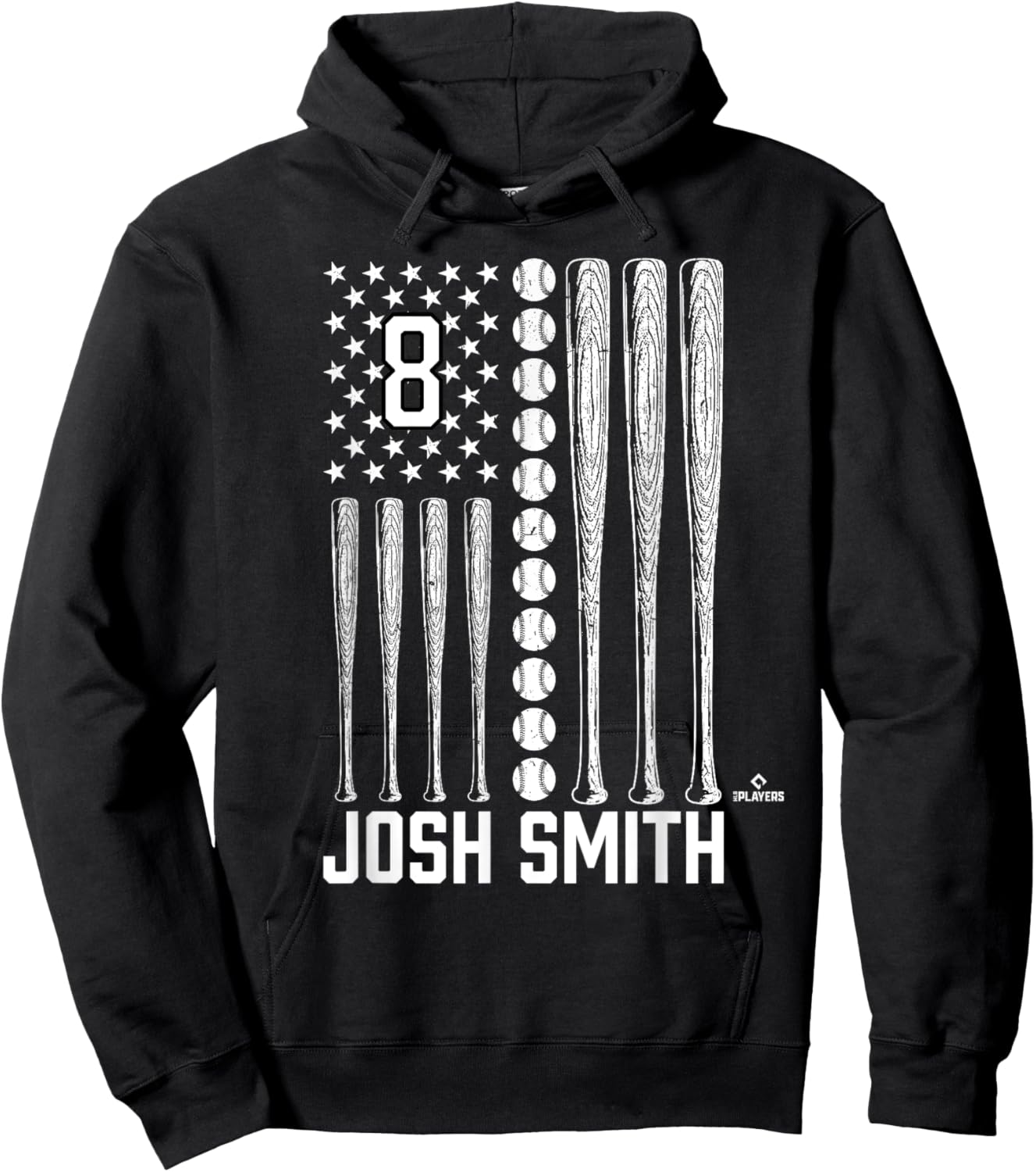 Baseball American Flag Josh Smith Texas Baseball MLBPA Hoodie - Hoodie | Black