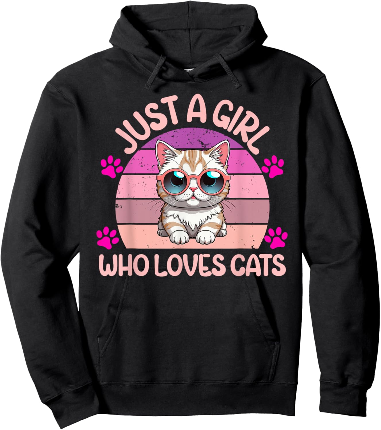 Cats Just A Girl Who Loves Cats Cute Cat ideas Hoodie - Hoodie | Black