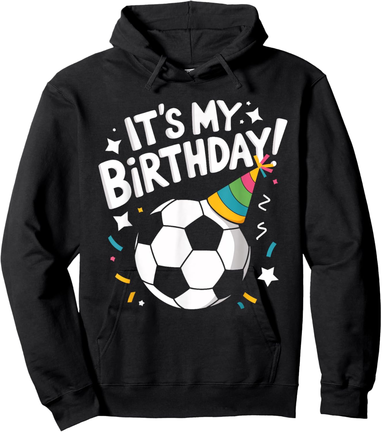 Soccer It's My Birthday Football Bday Party Boys Girls Kids Hoodie - Hoodie | Black