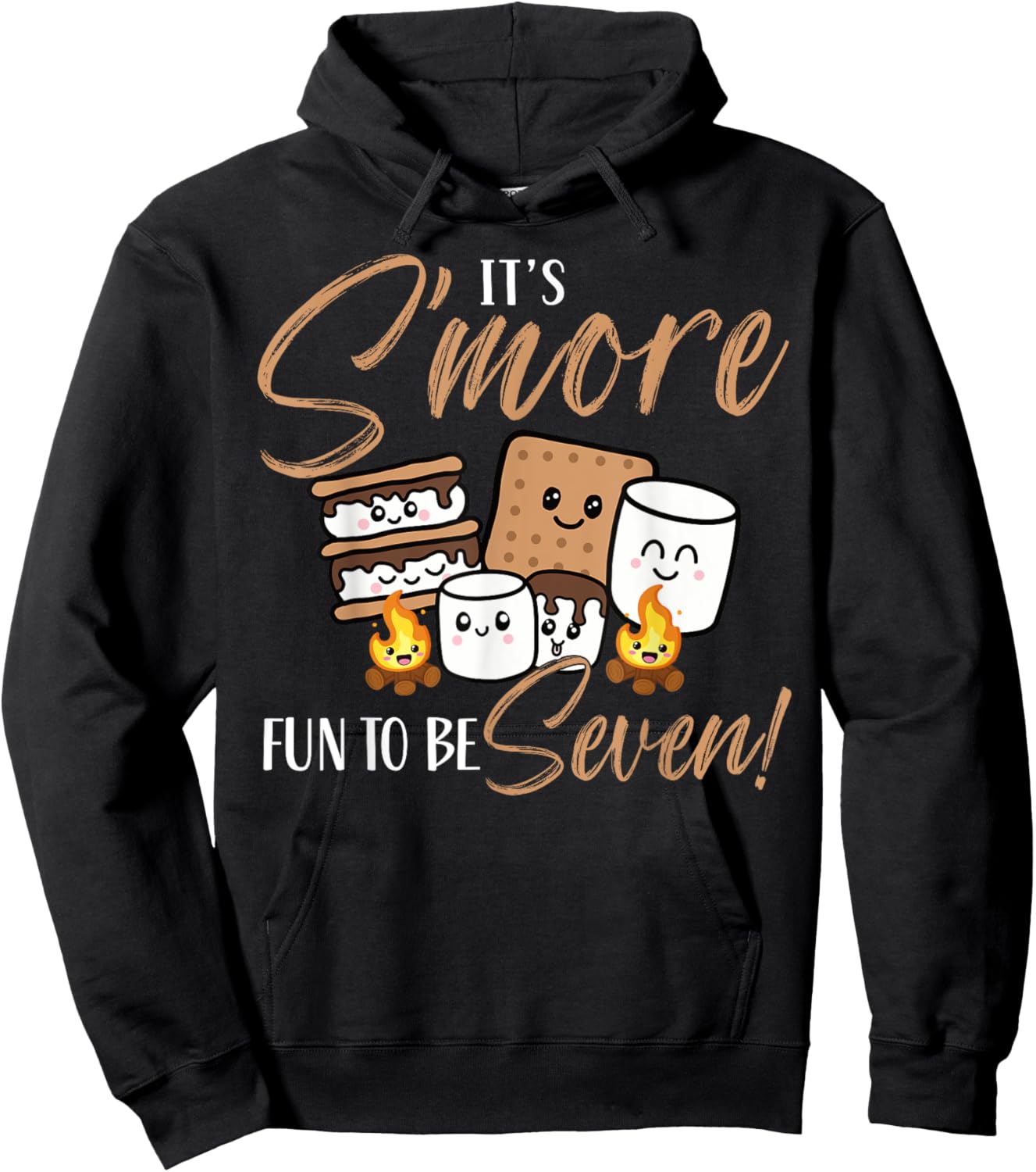 Birthday Campfire Marshmallow It's S'more Fun To Be Seven 7 Hoodie - Hoodie | Black