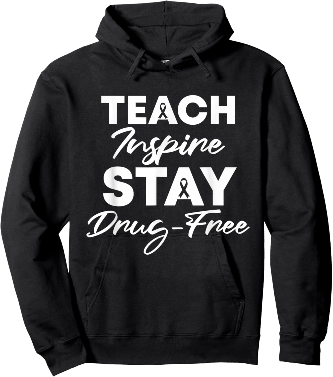 Teach Inspire Stay Drug-Free Red Ribbon Week Teacher kids Hoodie - Hoodie | Black