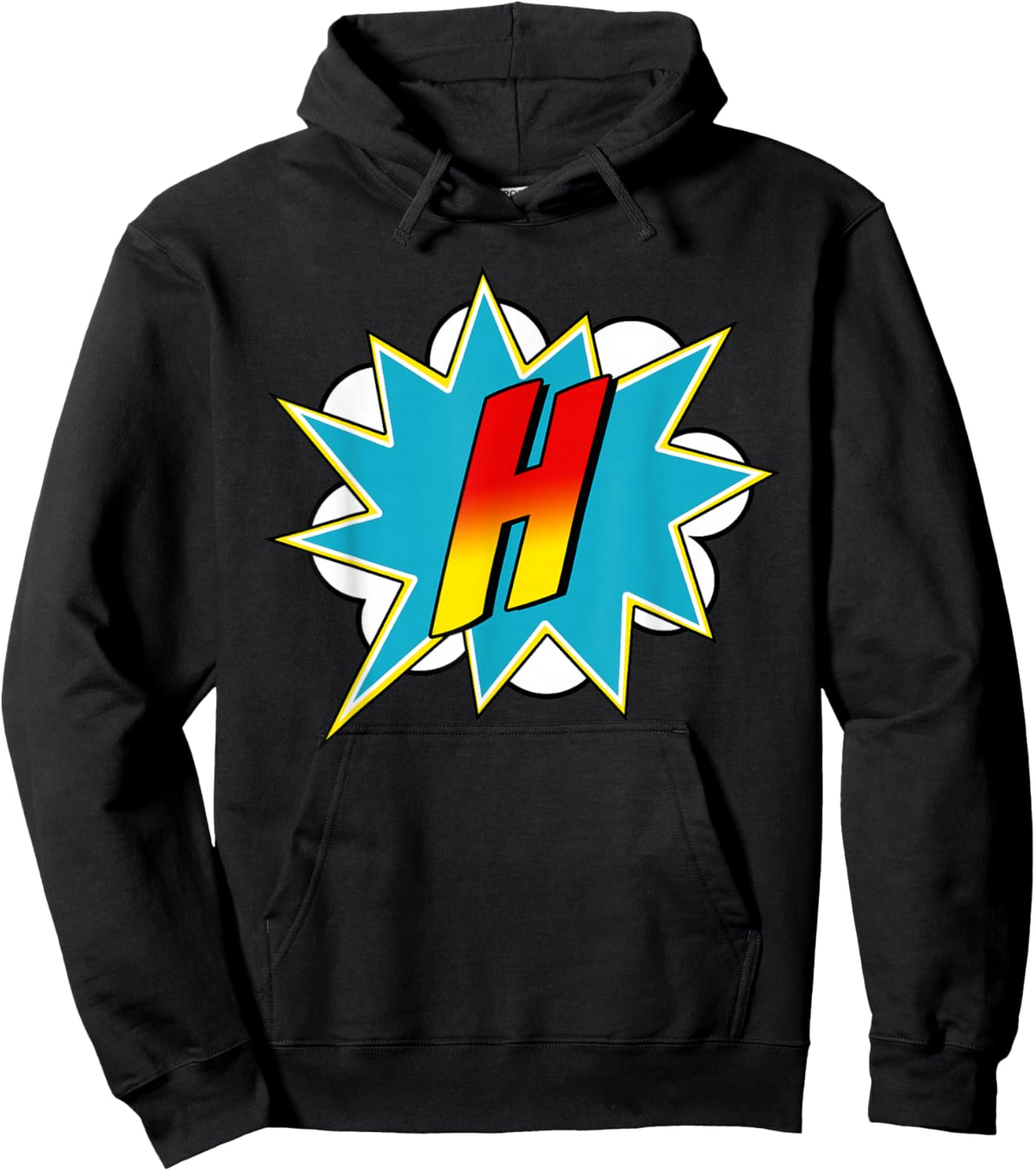 Letter H Superhero Name Comic Letter Retro Costume Hoodie - Hoodie | Black