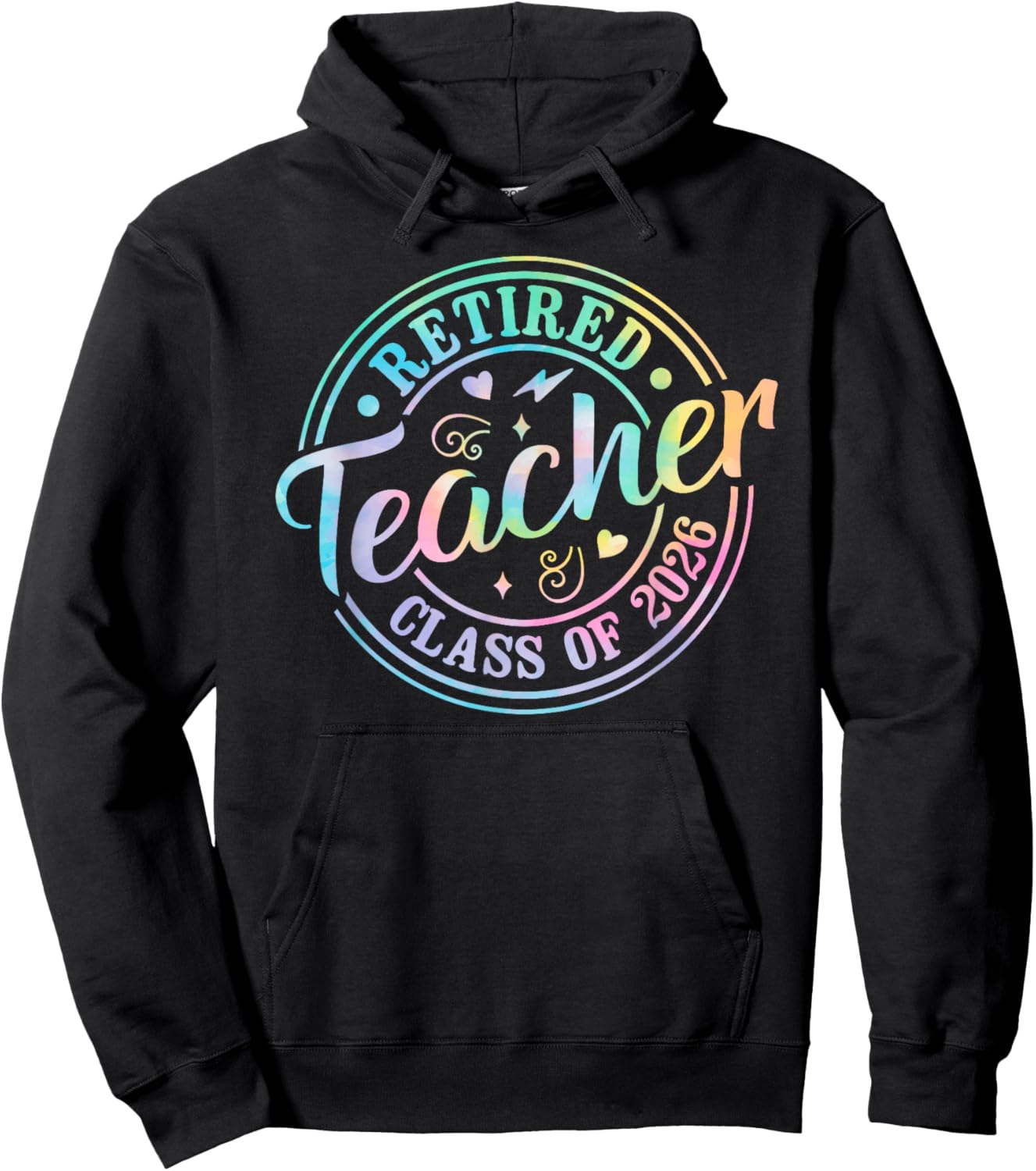 Retro Retired Teacher Class Of 2026 Retirement Tie Dye Hoodie - Hoodie | Black