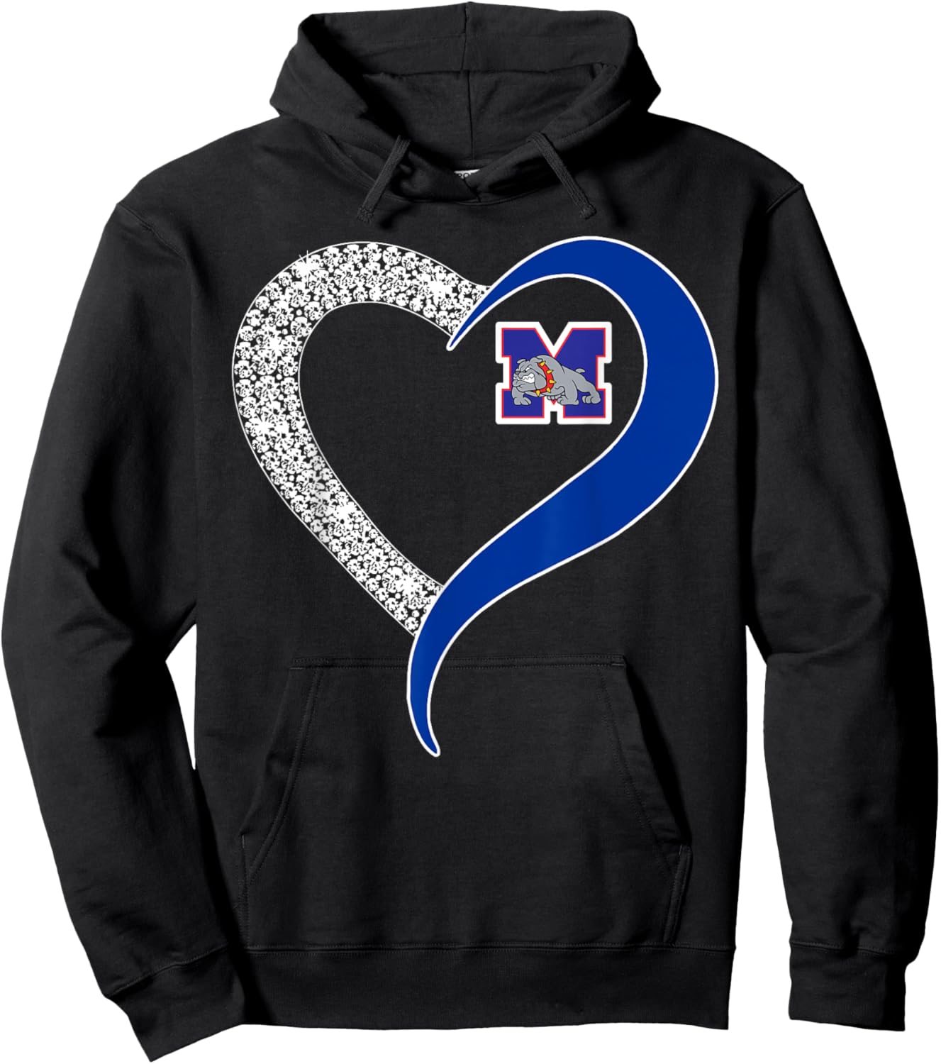 Mason Bulldogs Logo Diamond Heart HS Hoodie - Hoodie | Black