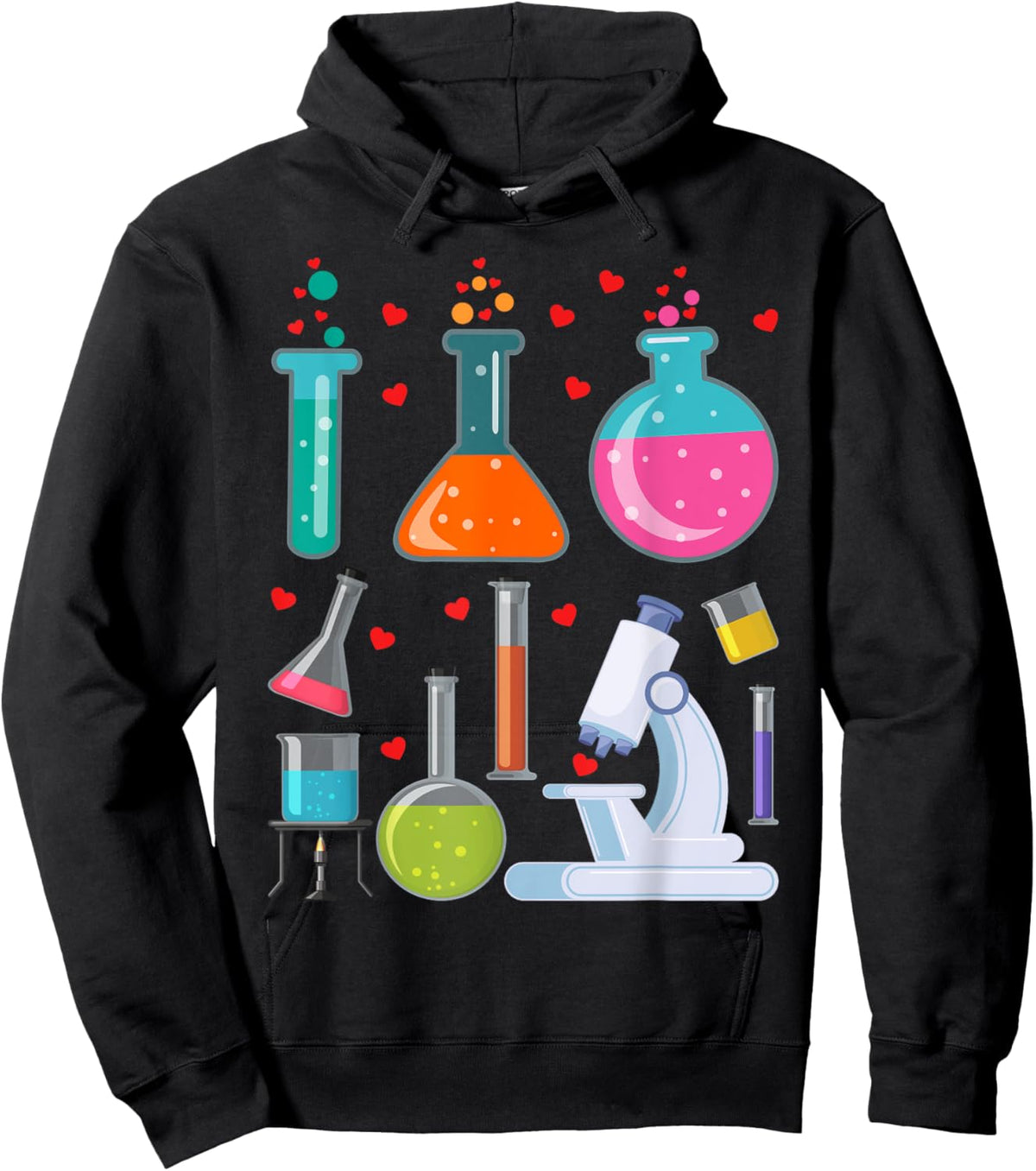 Cute Chemistry Hearts Science Valentines Nerd Hoodie - Hoodie | Black
