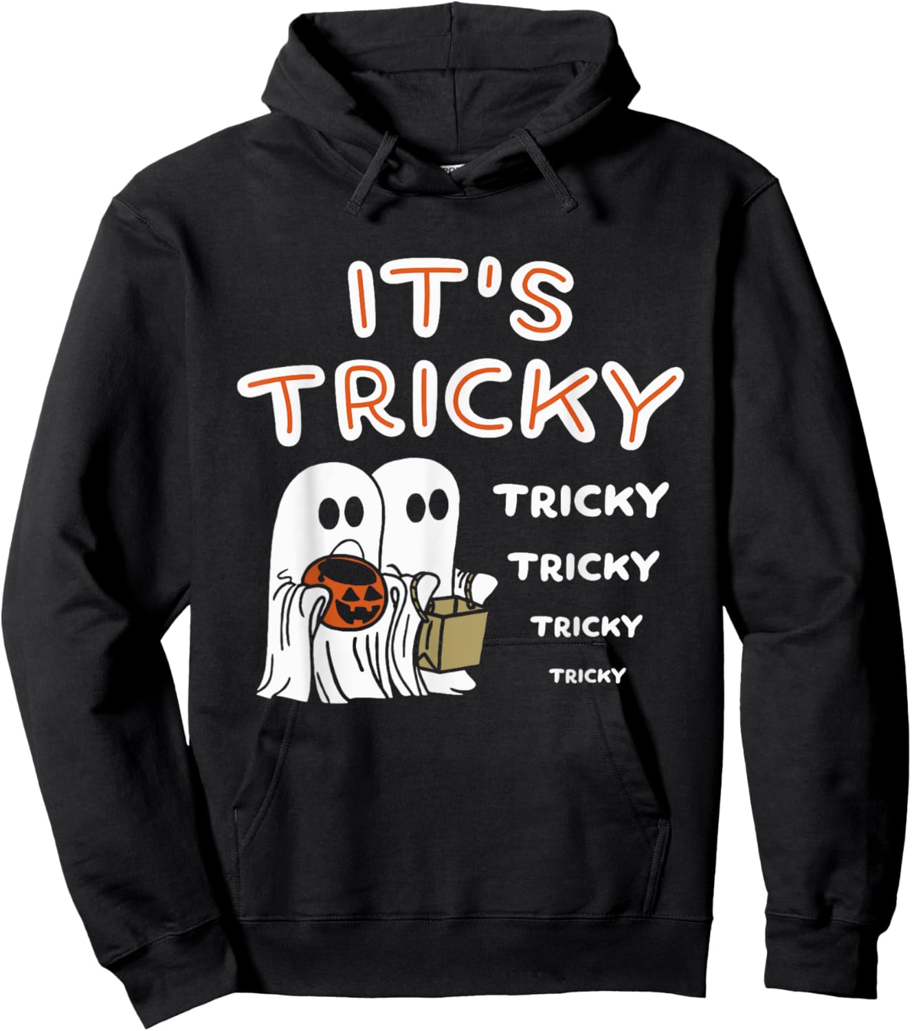 Funny Retro Ghosts Its Tricky Tricky Tricky Spooky Halloween Hoodie - Hoodie | Black
