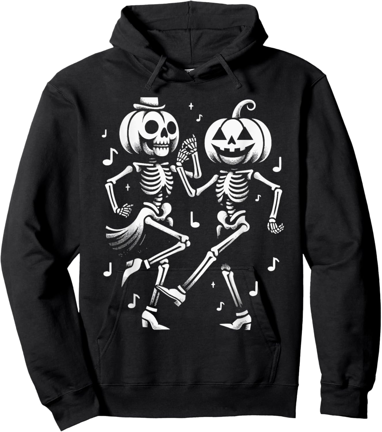 Pumpkin Skeleton Dancing Tap Dance Vantage Halloween Hoodie - Hoodie | Black
