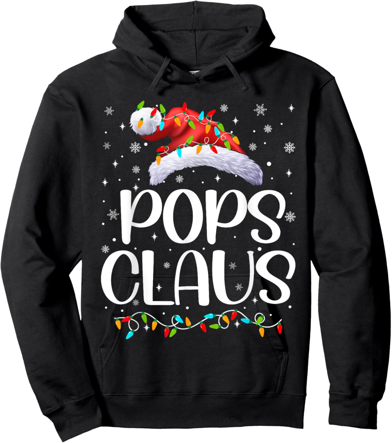 Pops Claus Xmas Lights Christmas Pajama Matching Family Hoodie - Hoodie | Black